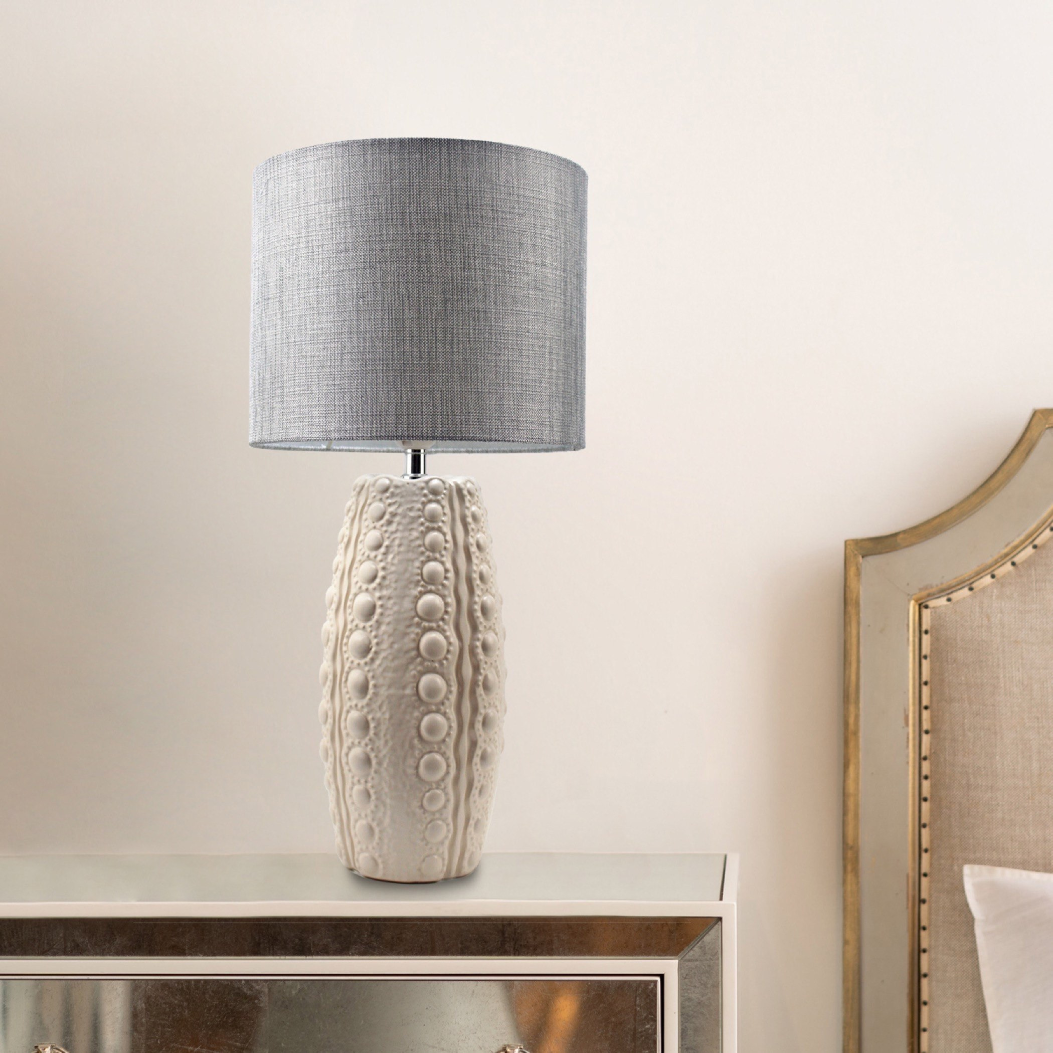 مصباح طاولة سيراميك مزخرف مع قاعدة منسوجة من كوين - 25x52 سم-hbxlivingroom-lighting-tablelamps-image-1