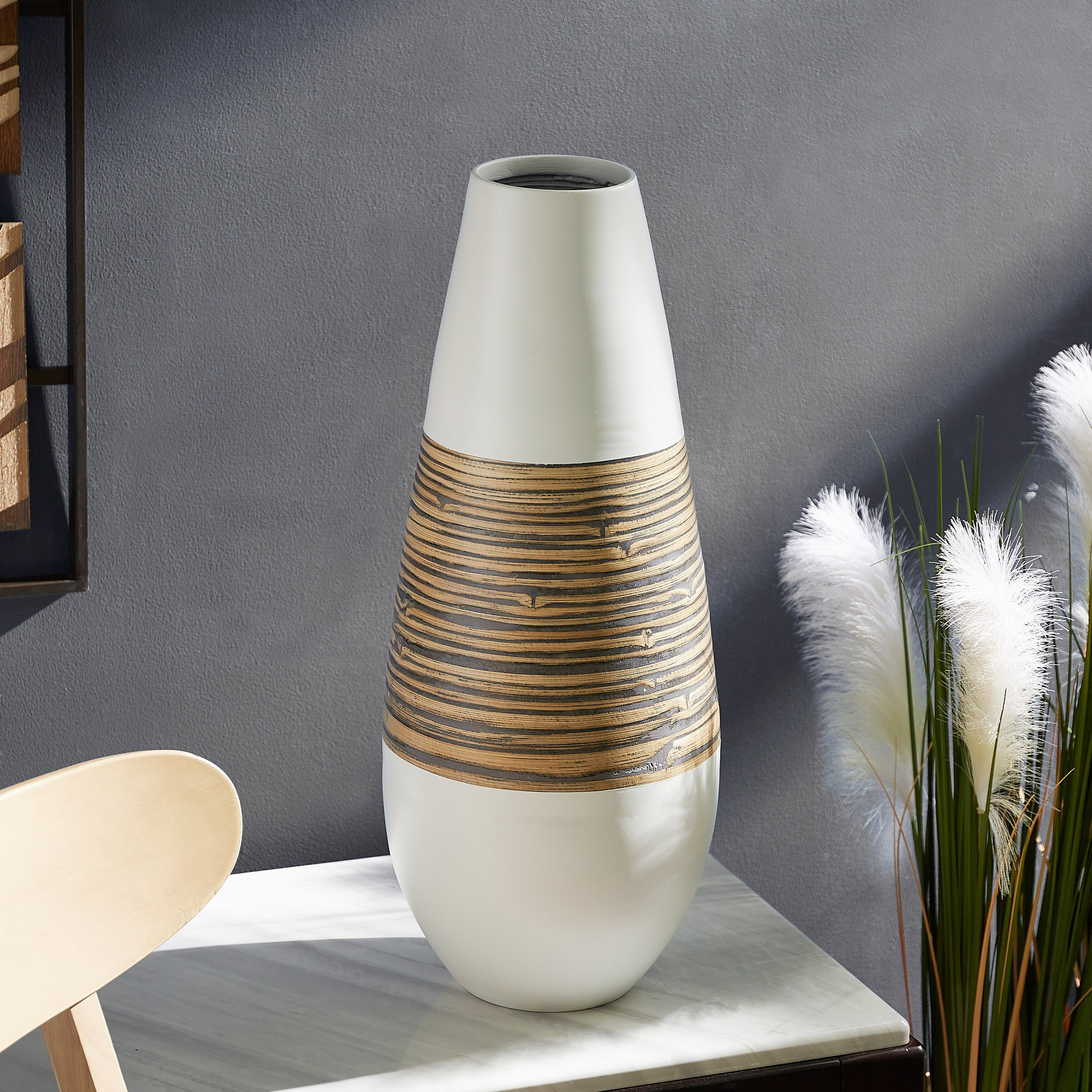 Natura Bamboo Tall Urn Vase - 24x60 cm-hbxhomeware-hbxdecorandfurnishings-image-1