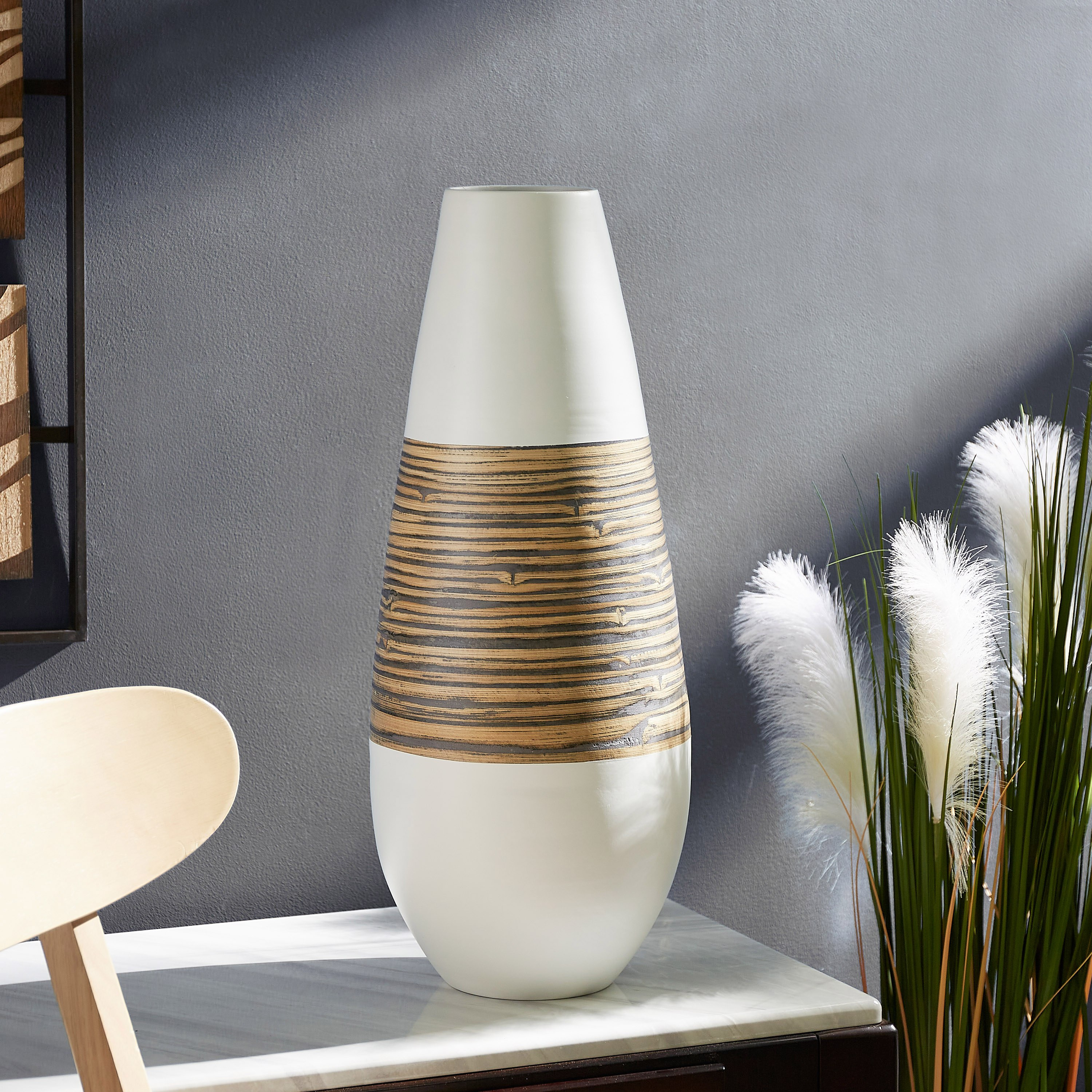 Natura Bamboo Tall Urn Vase - 24x60 cm-hbxhomeware-hbxdecorandfurnishings-image-2