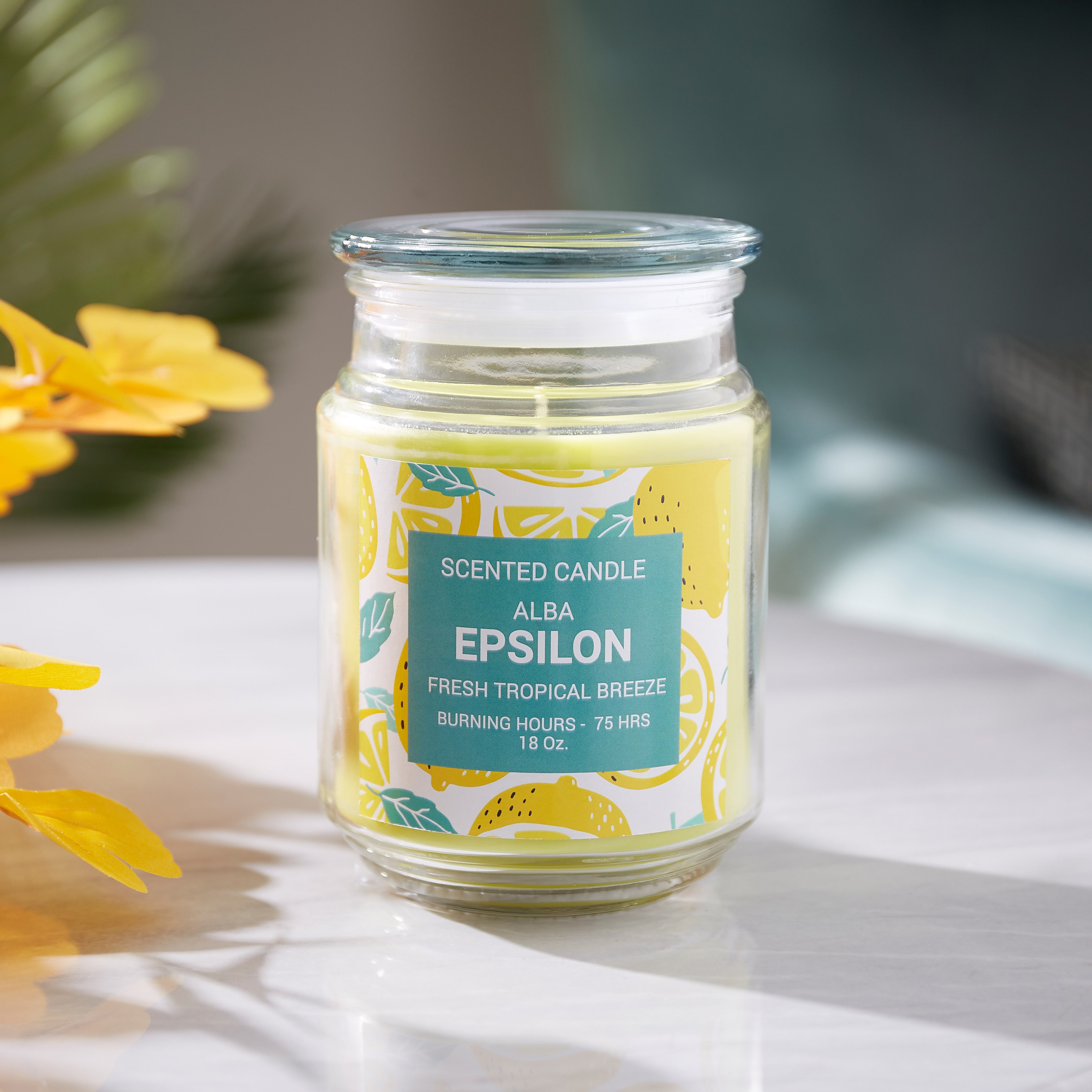 شمعة في جرة بغطاء مسطح برائحة فريش تروبيكال بريز من ألبا إبسيلون - 18 أونصة-hbxhomeware-hbxdecorandfurnishings-image-1