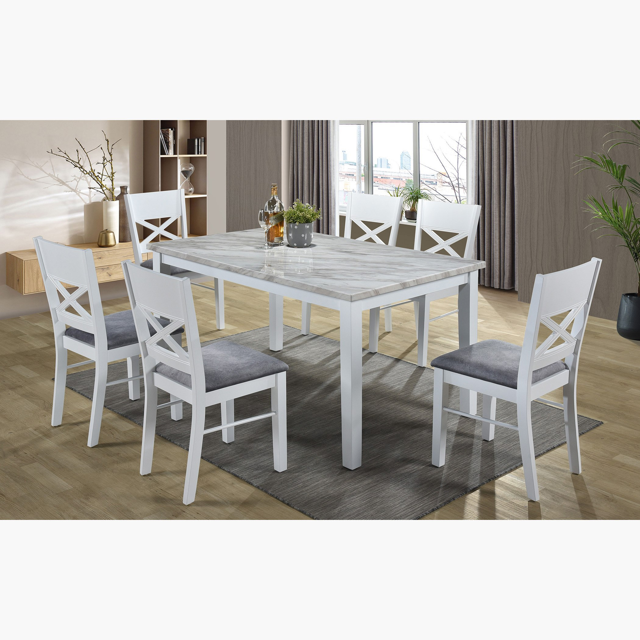 طقم سفرة 6 مقاعد من هنري-hbxfurniture-diningtablesandsets-diningsets-sixseater-image-1