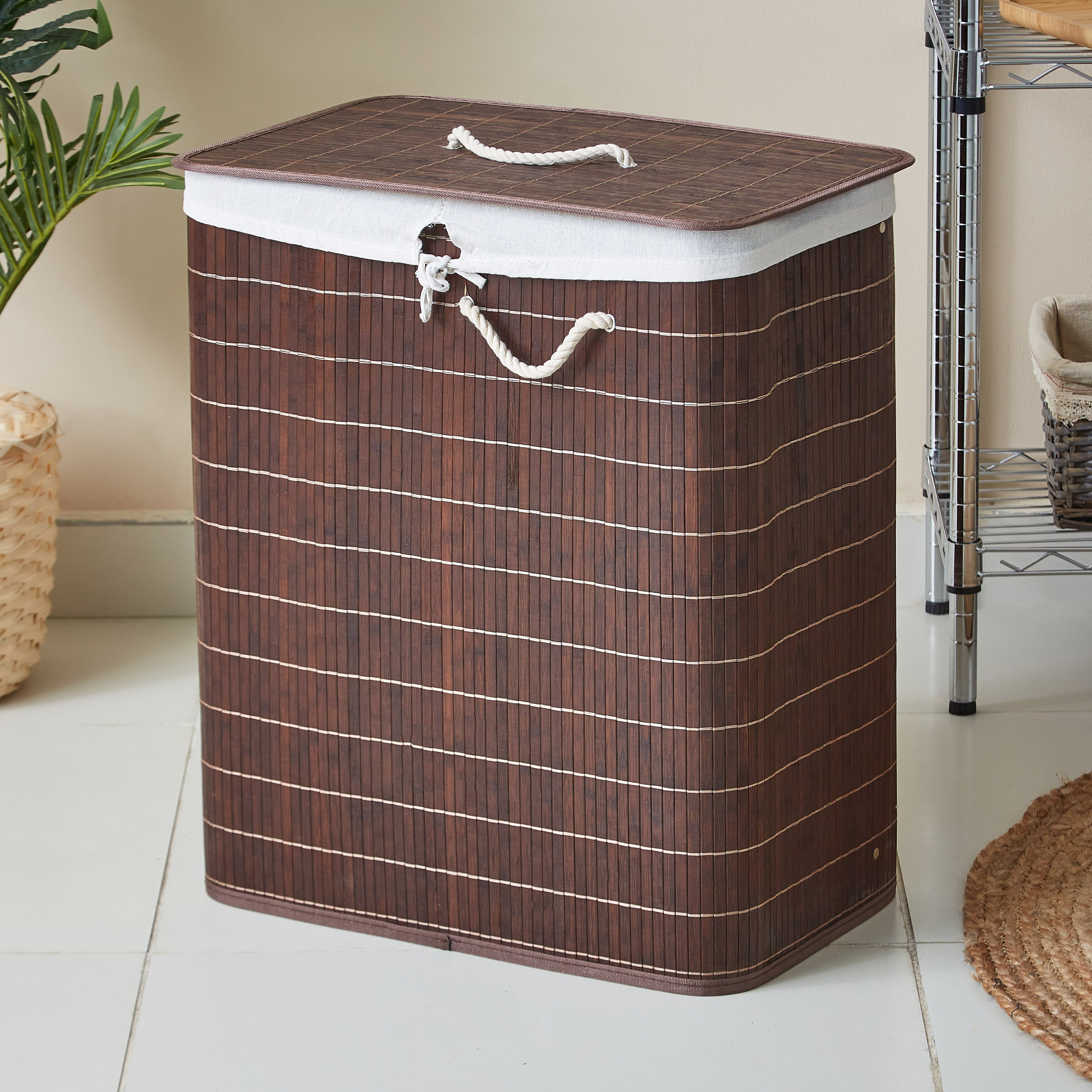 سلة غسيل خيزران مستطيلة بقسمين من نوك داون - 105 لتر-hbxbathroom-bathroomstorage-laundryhampers-image-3