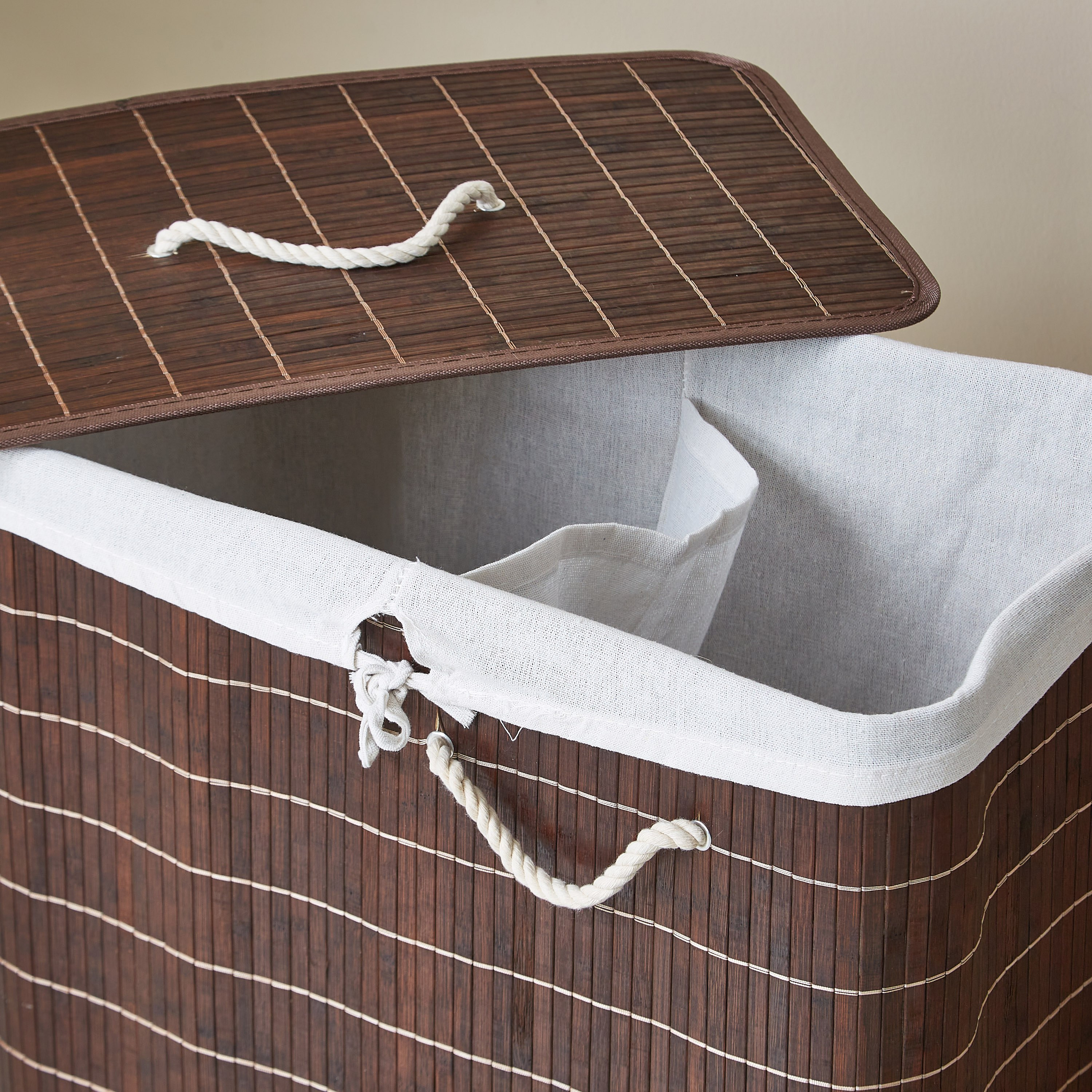 سلة غسيل خيزران مستطيلة بقسمين من نوك داون - 105 لتر-hbxbathroom-bathroomstorage-laundryhampers-image-2