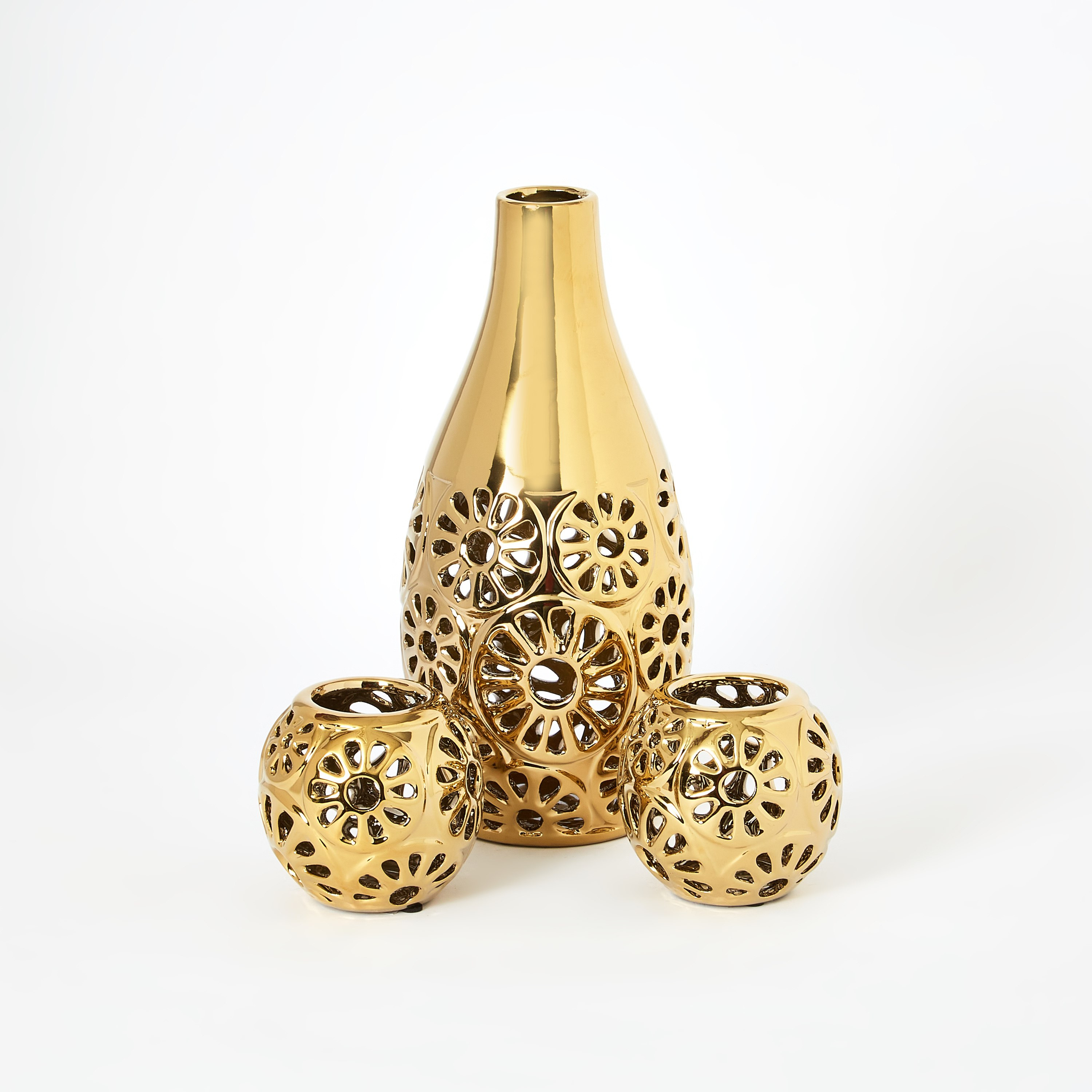 طقم مزهرية سيراميك وحامل شموع صغيرة 3 قطع من إيلا-hbxbedroom-decorandaccessories-vases-image-5