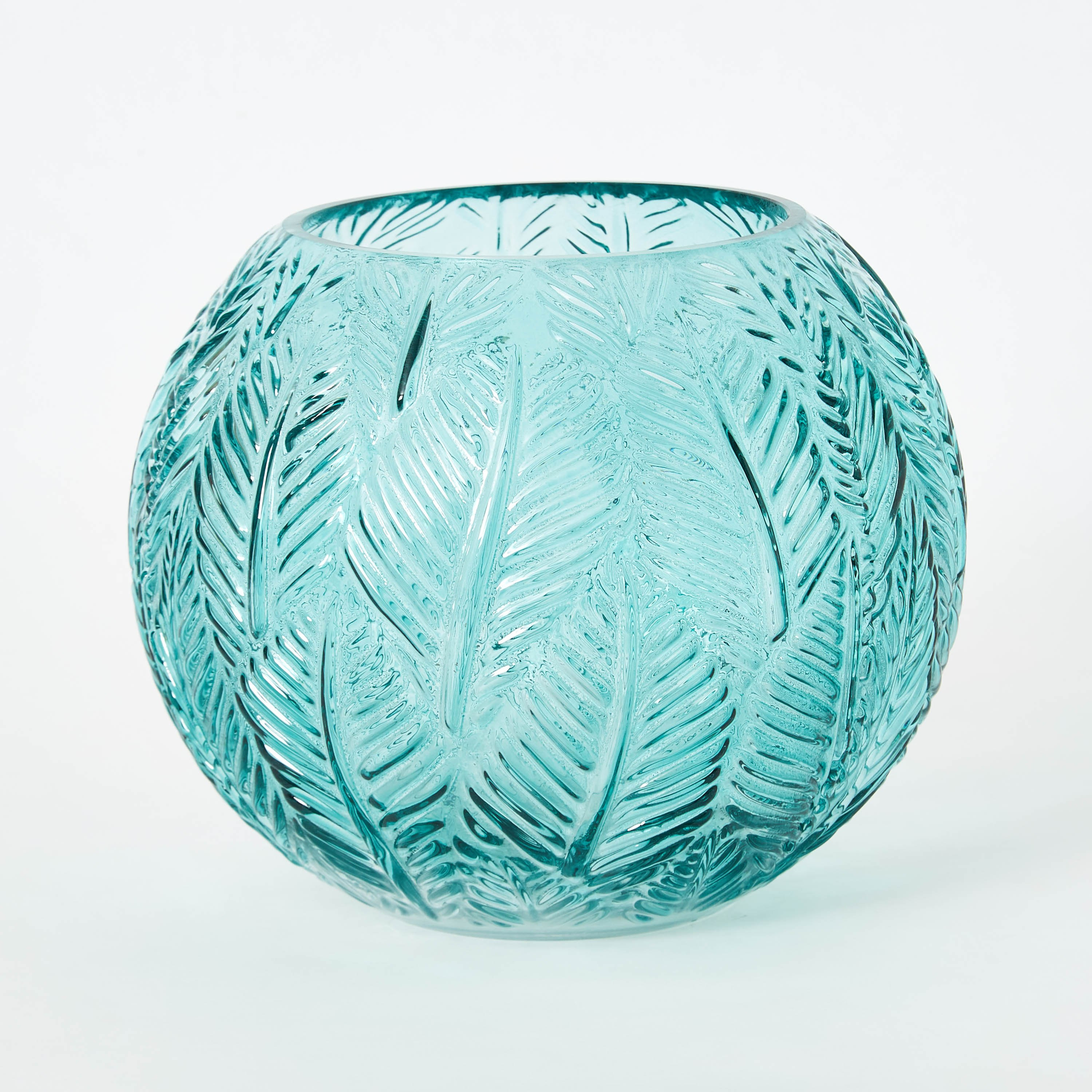 مزهرية كروية زجاجية بأوراق شجر بارزة الملمس من ريو - 24x16 سم-hbxbedroom-decorandaccessories-vases-image-4