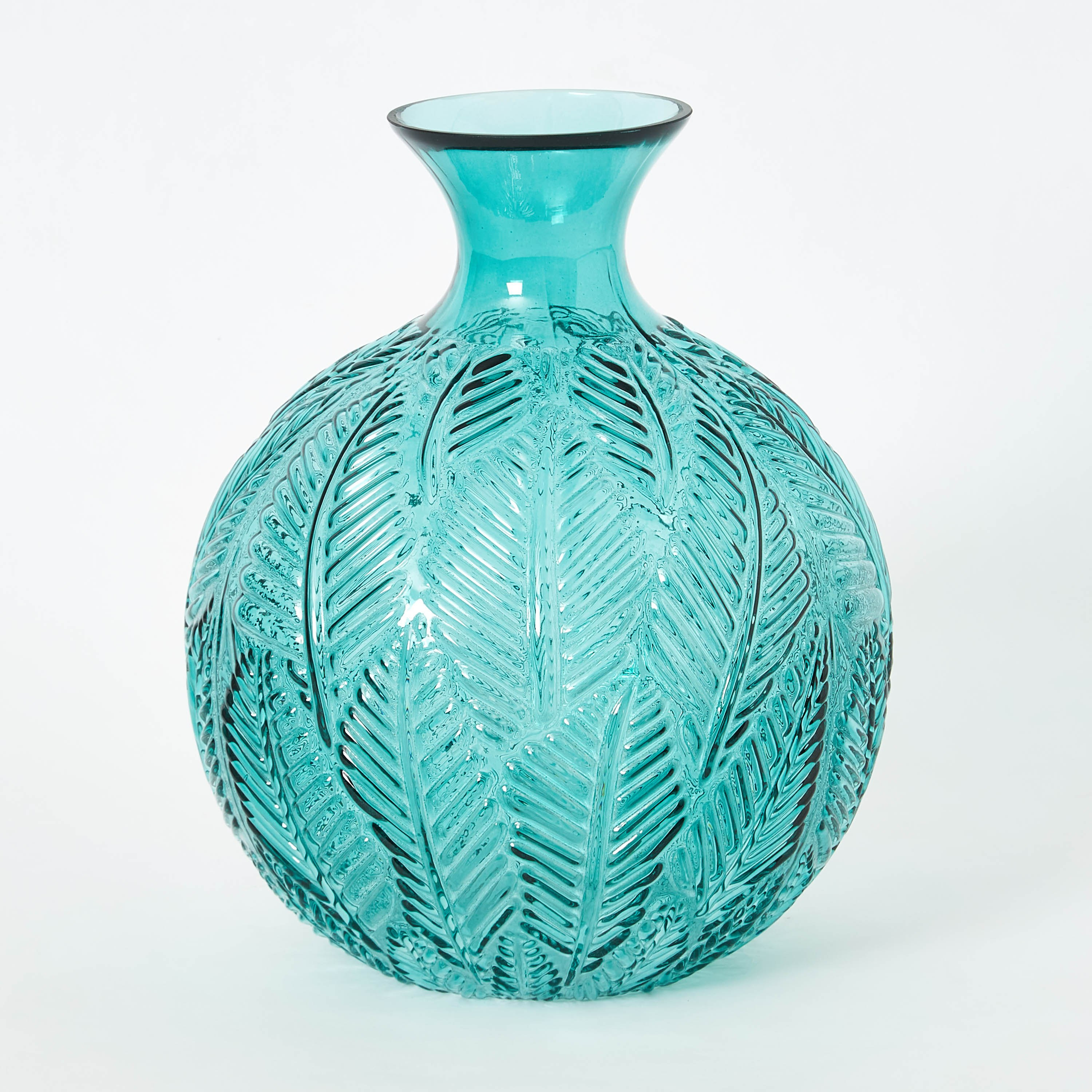 مزهرية كبيرة ماتاكا زجاجية بأوراق شجر بارزة الملمس من ريو - 22x26 سم-hbxbedroom-decorandaccessories-vases-image-4