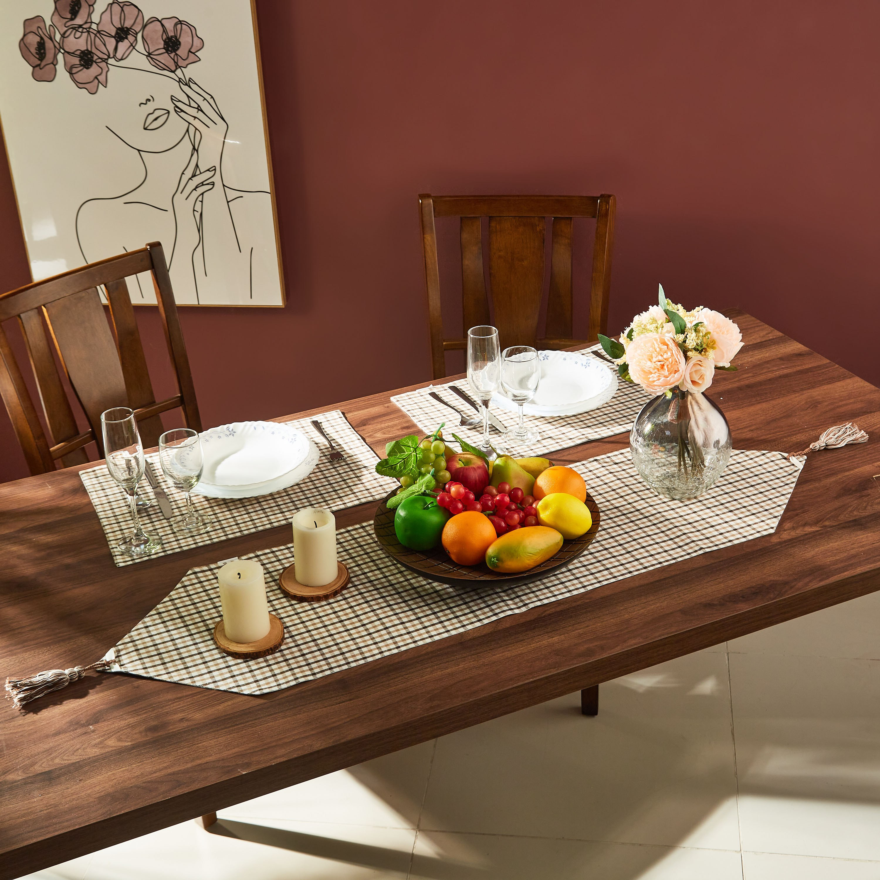 مفرش طاولة قطن مصبوغ قابل للاستخدام على الوجهين من هارلي - 33x120 سم-hbxdecorandfurnishings-homefurnishings-tablelinens-image-6