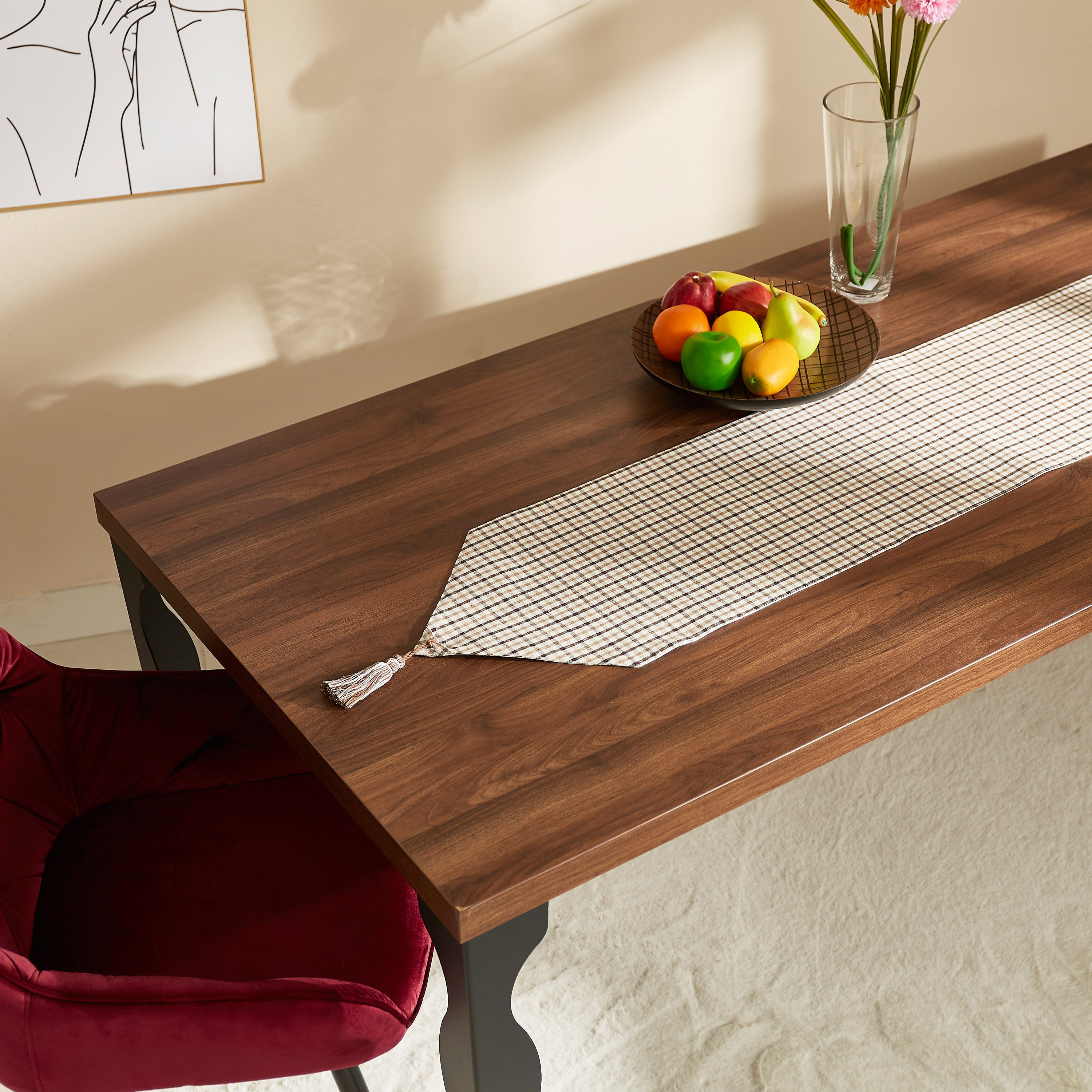 مفرش طاولة من القطن المصبوغ قابل للاستخدام على الوجهين من هارلي - 33x180 سم-hbxdecorandfurnishings-homefurnishings-tablelinens-image-2