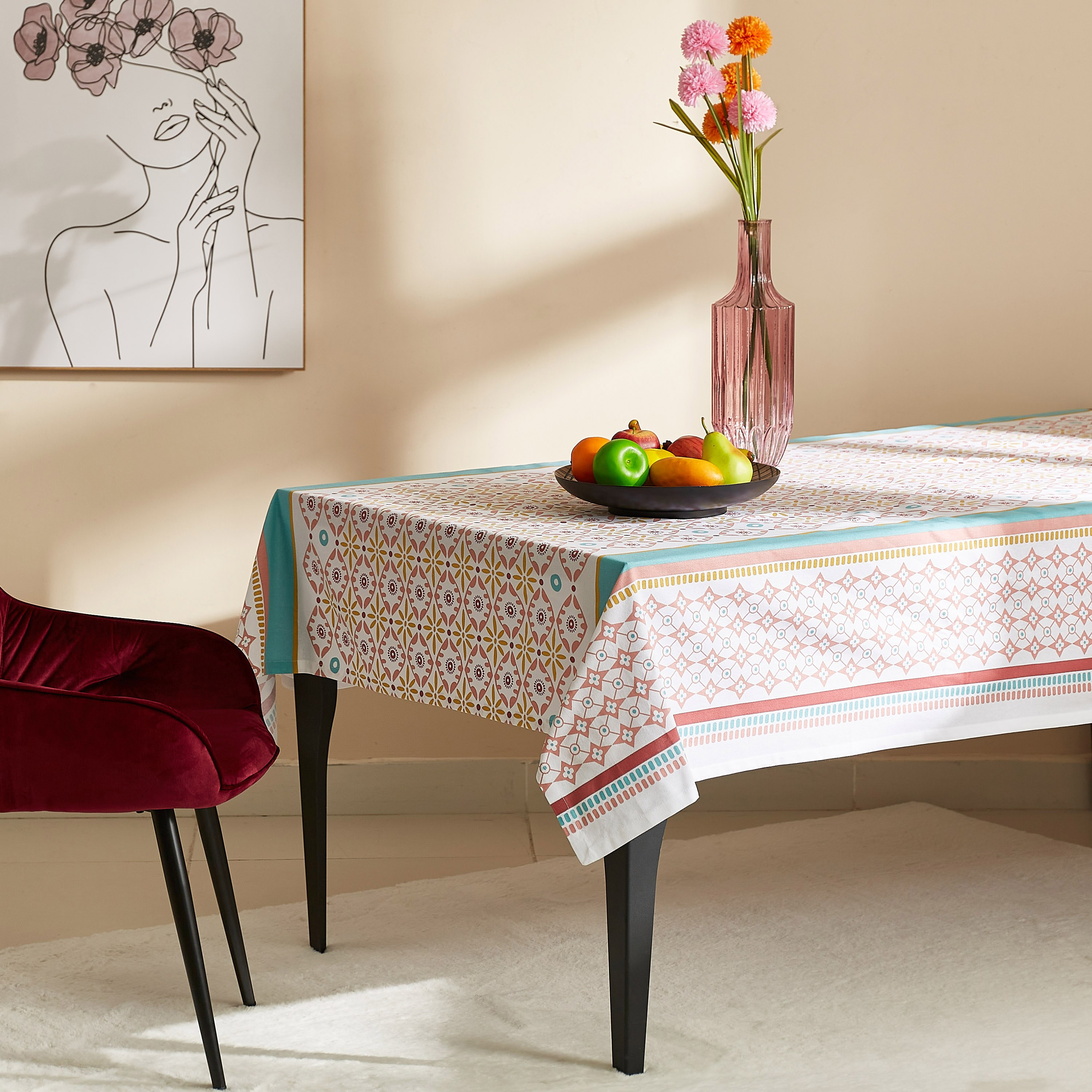 مفرش طاولة قطن بطبعات من بيتون - 150x250  سم-hbxdecorandfurnishings-homefurnishings-tablelinens-image-1