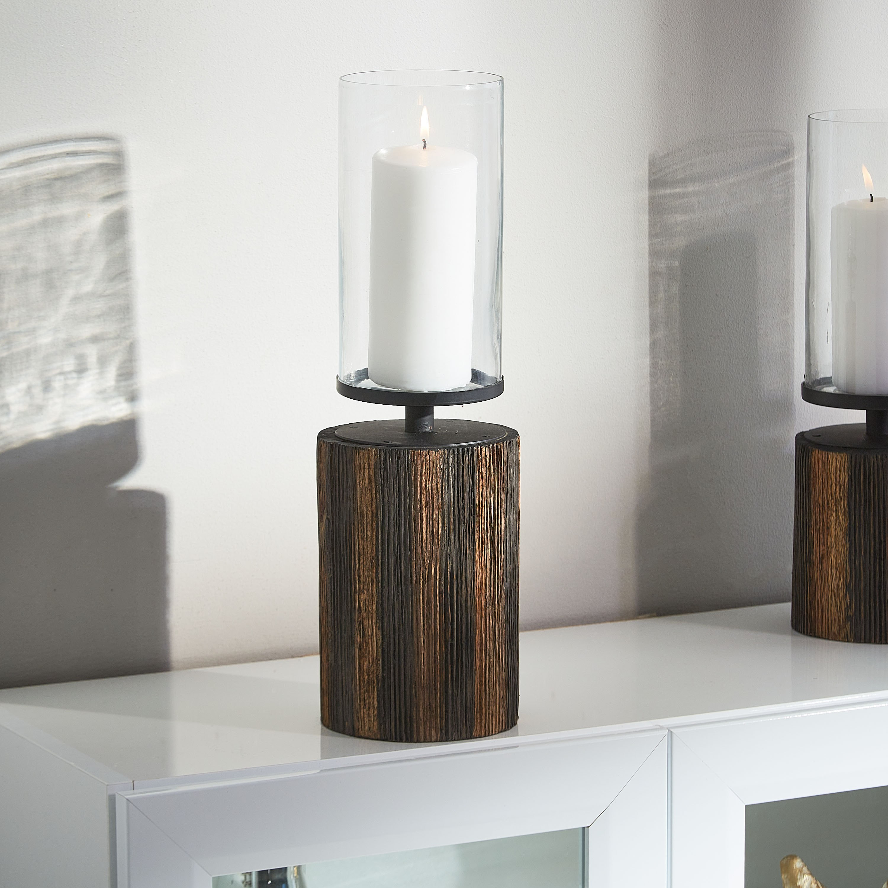 حامل شموع خشبي كبير من تريفيا - 11.5x11.5x45 سم-hbxlivingroom-decorandaccessories-candleholders-image-1