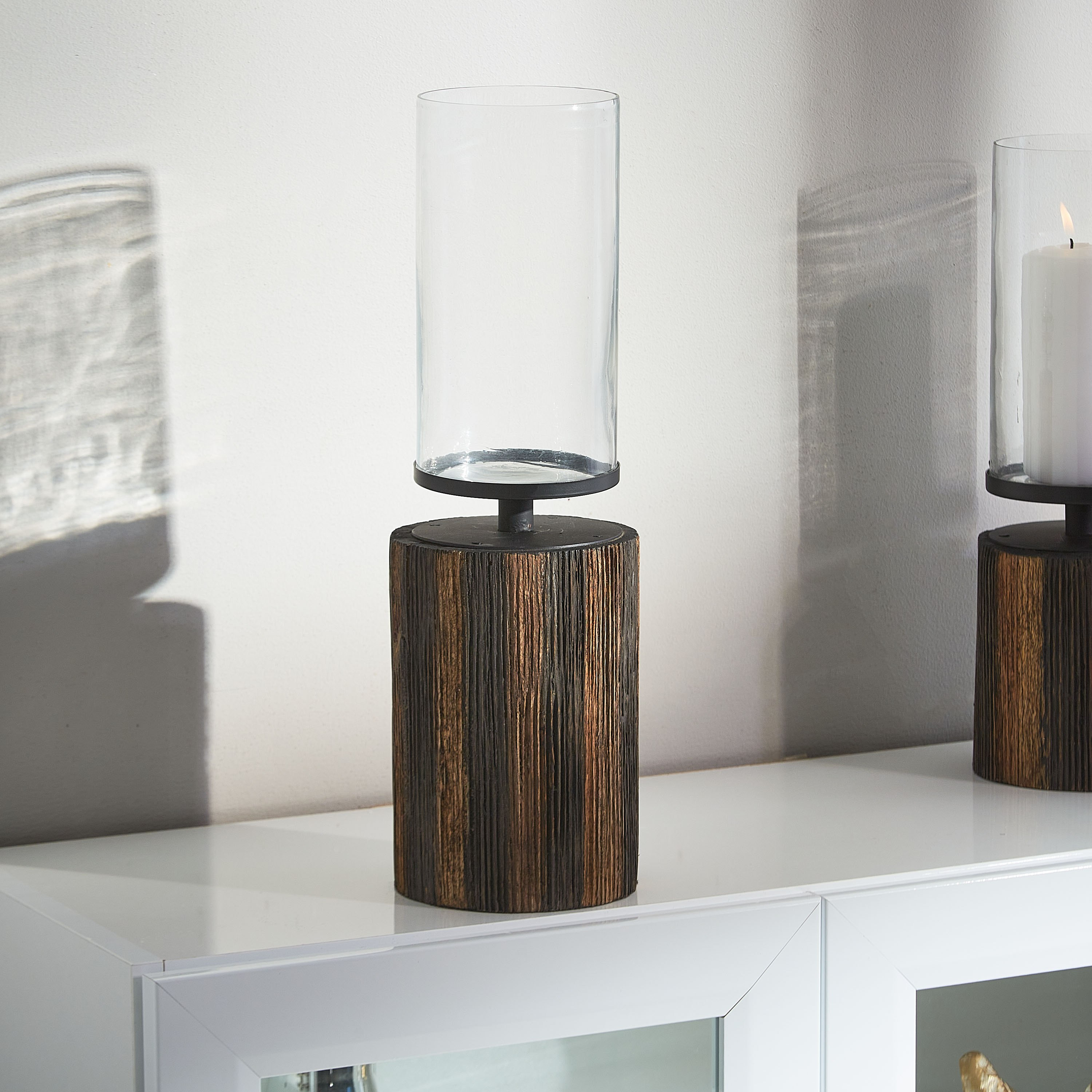 حامل شموع خشبي كبير من تريفيا - 11.5x11.5x45 سم-hbxlivingroom-decorandaccessories-candleholders-image-2