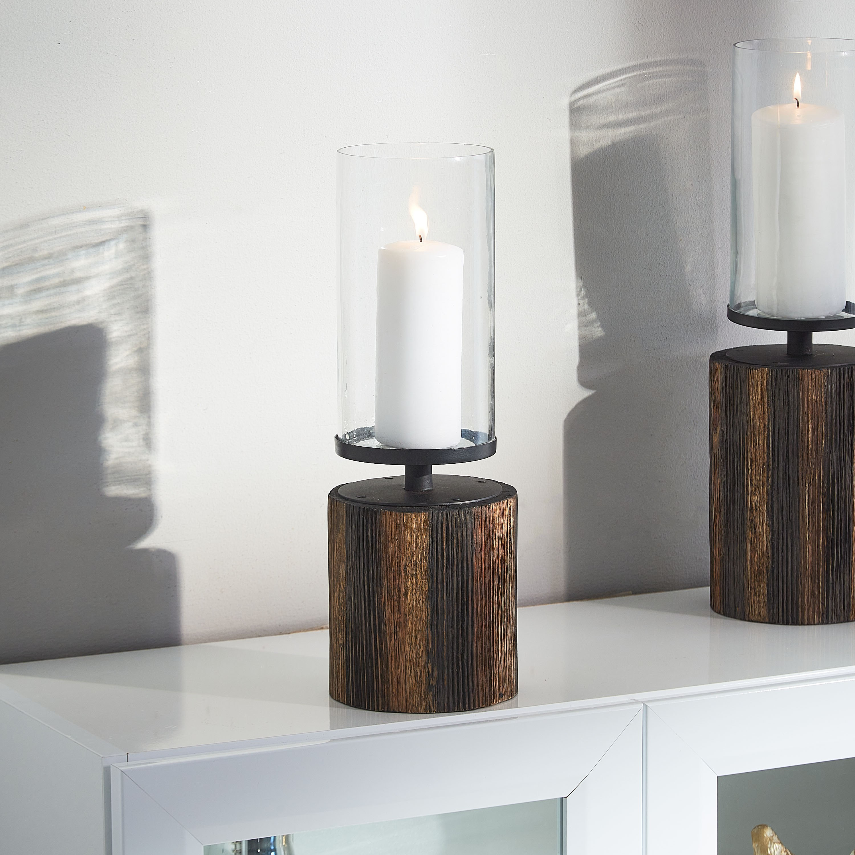 حامل شموع خشب من تريفيا - 11.5X11.5X38 سم-hbxlivingroom-decorandaccessories-candleholders-image-1