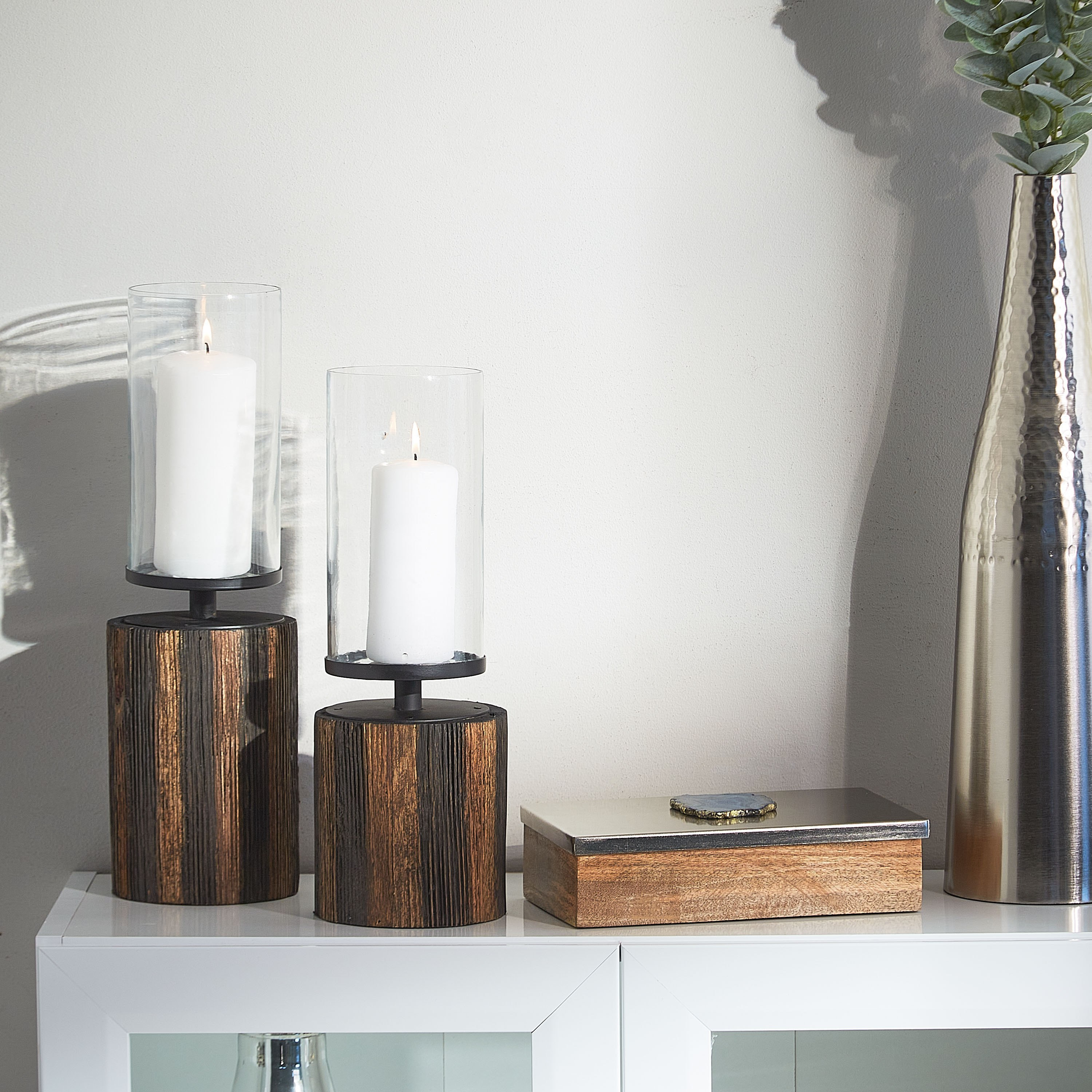 حامل شموع خشب من تريفيا - 11.5X11.5X38 سم-hbxlivingroom-decorandaccessories-candleholders-image-4