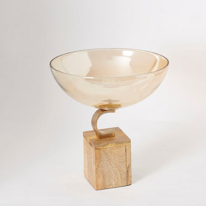 Trivia Wood Mercury Finish Broad Bowl Dish - 18x18x35 cms
