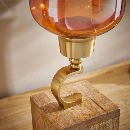 Trivia Wood Candleholder with Glass Urn - 29x29x25 cms