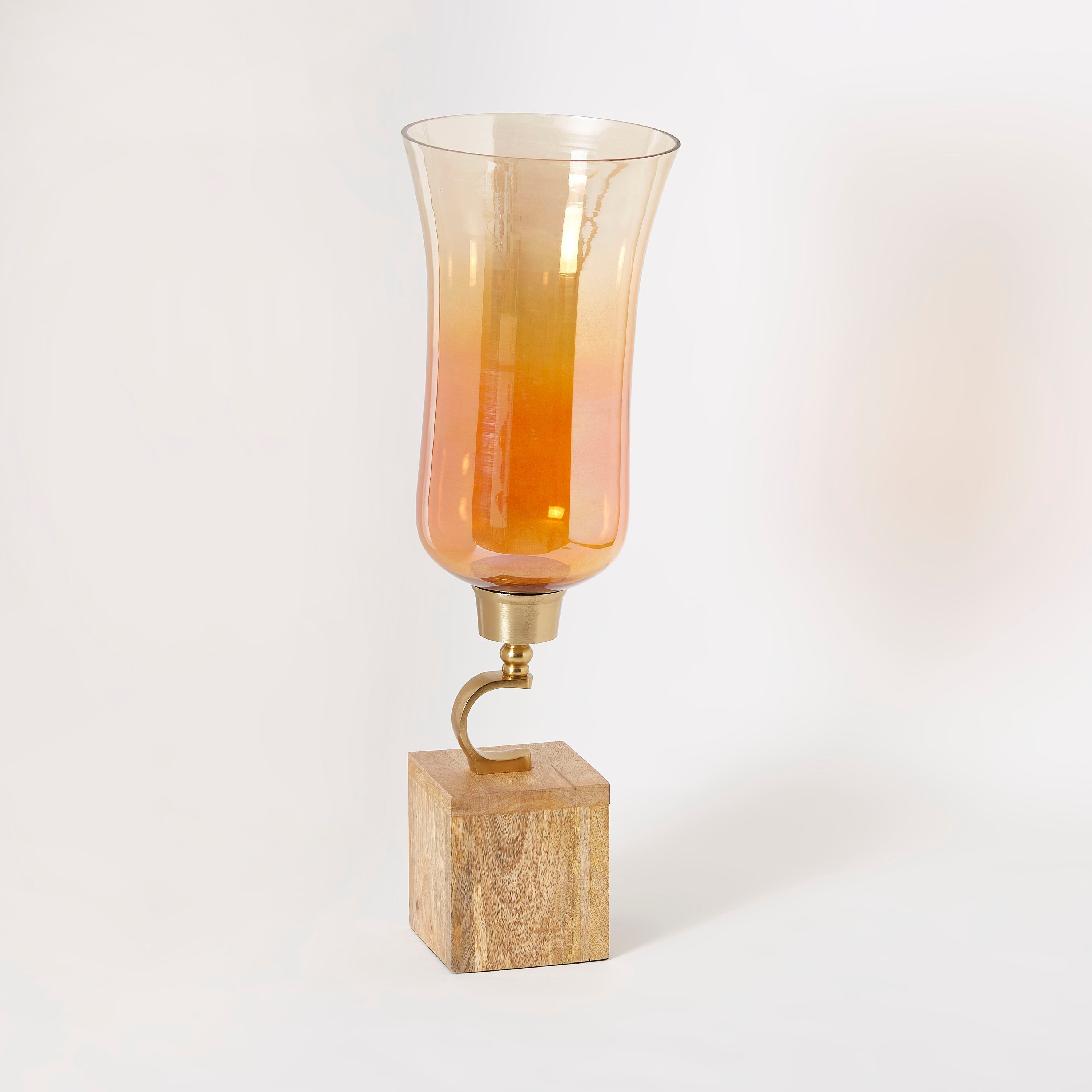 حامل شموع خشب بجرة زجاجيّة من تريفيا - 29x29x25 سم-hbxlivingroom-decorandaccessories-candleholders-image-5