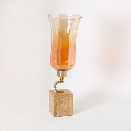 Trivia Wood Candleholder with Glass Urn - 29x29x25 cms