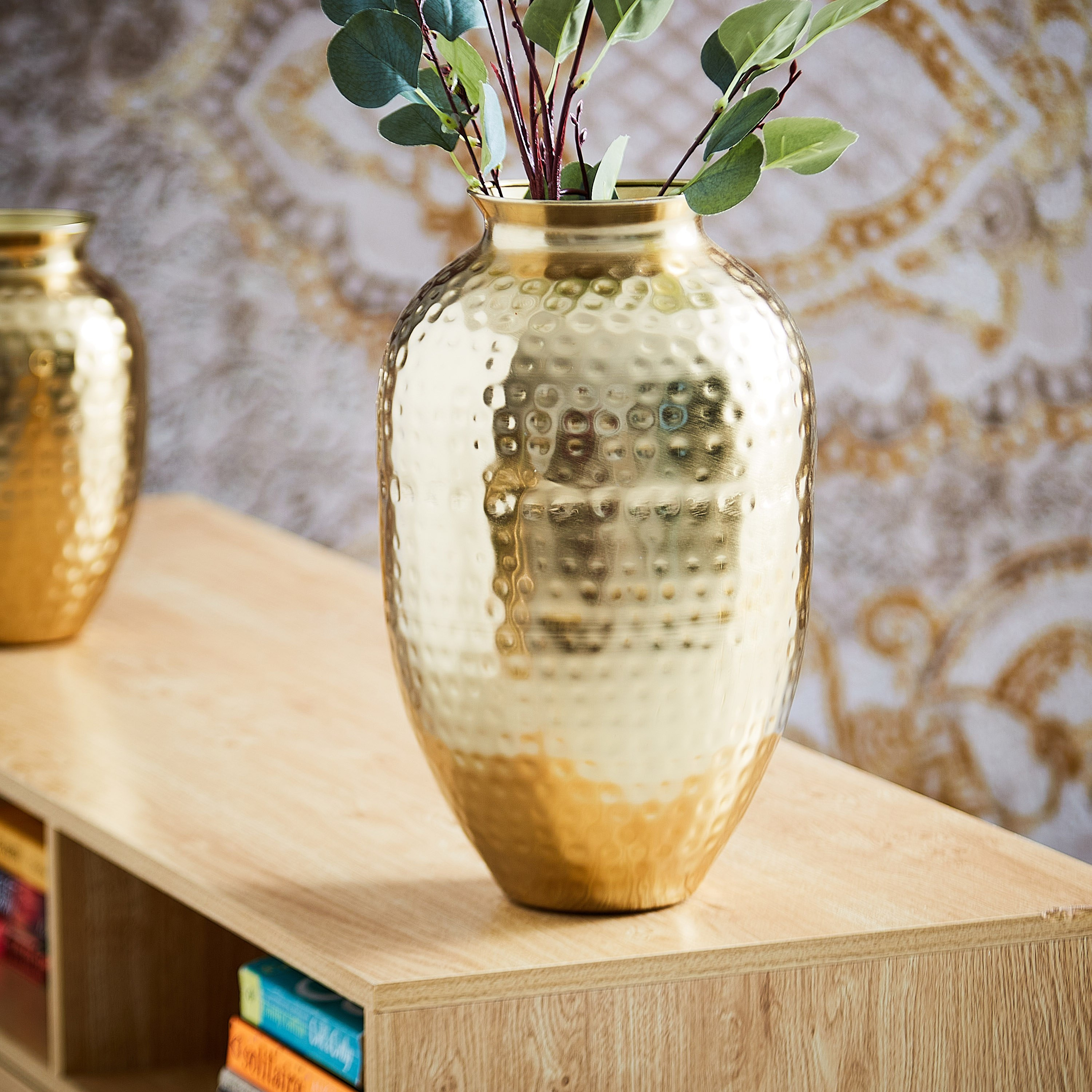 Trivia Large Metal Hammered Vase - 24x24x37 cm-hbxbedroom-decorandaccessories-vases-image-1