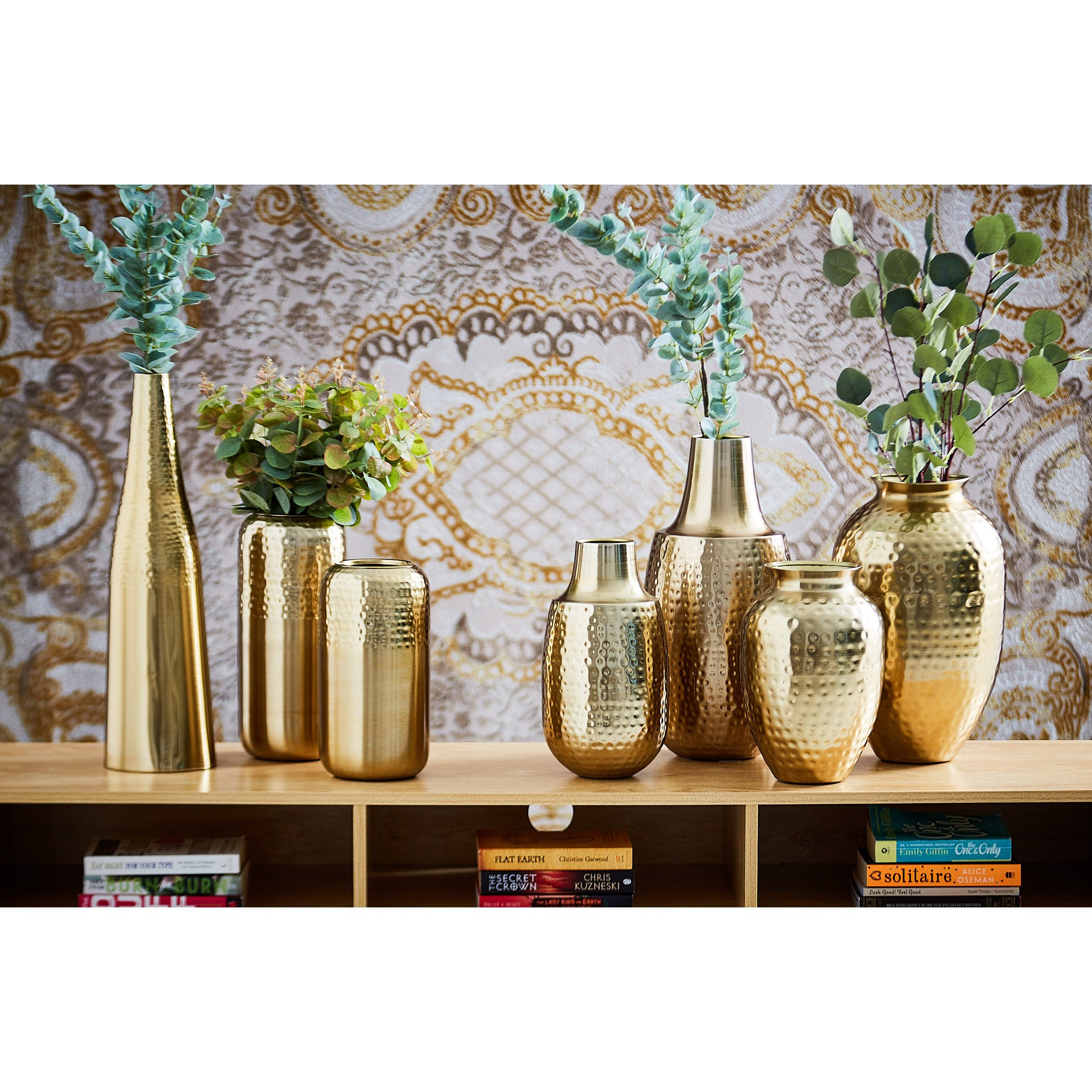 Trivia Large Metal Hammered Vase - 24x24x37 cm-hbxbedroom-decorandaccessories-vases-image-4