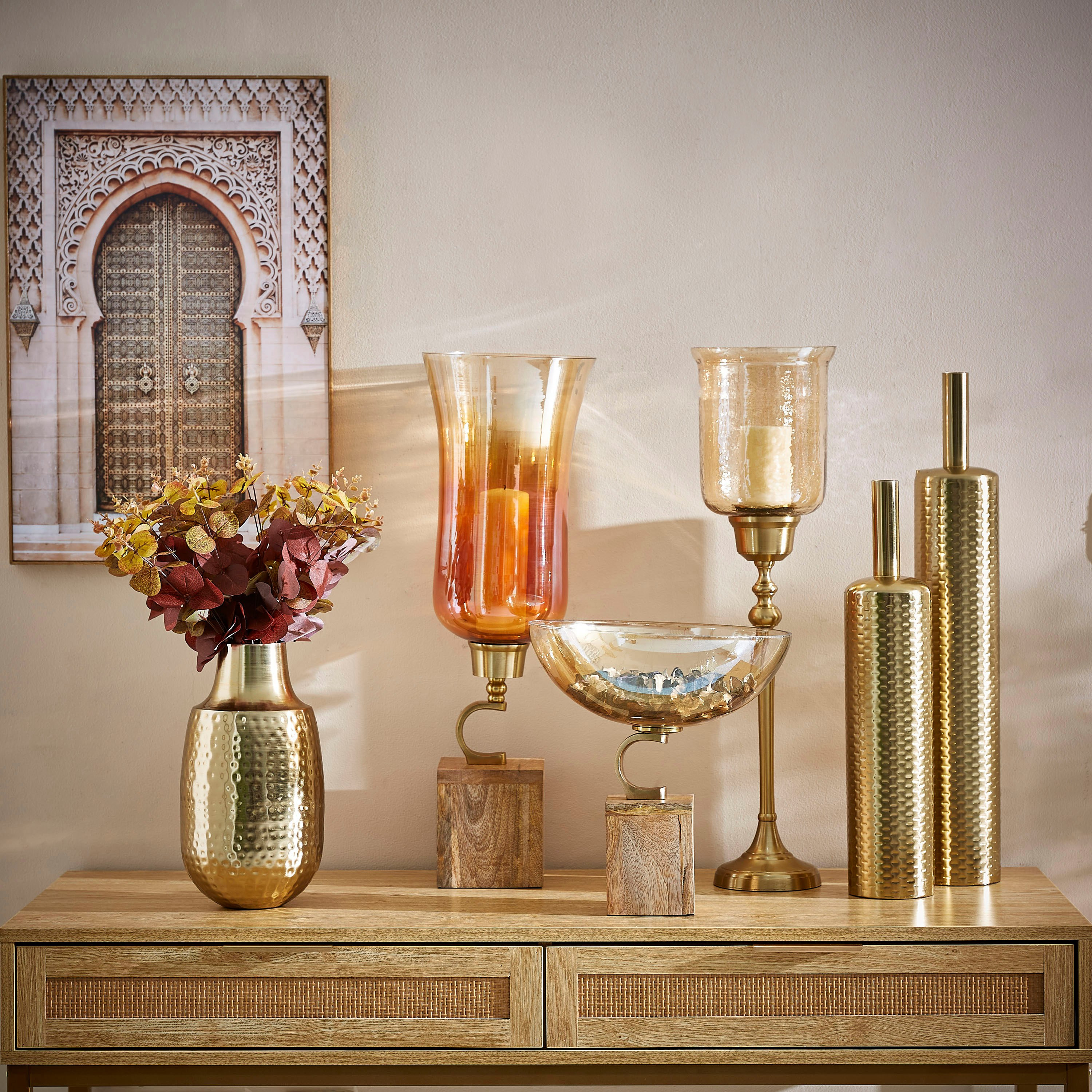 مزهرية معدنية طويلة بتصاميم مفرغة من تريفيا - 10x10x60 سم-hbxbedroom-decorandaccessories-vases-image-4