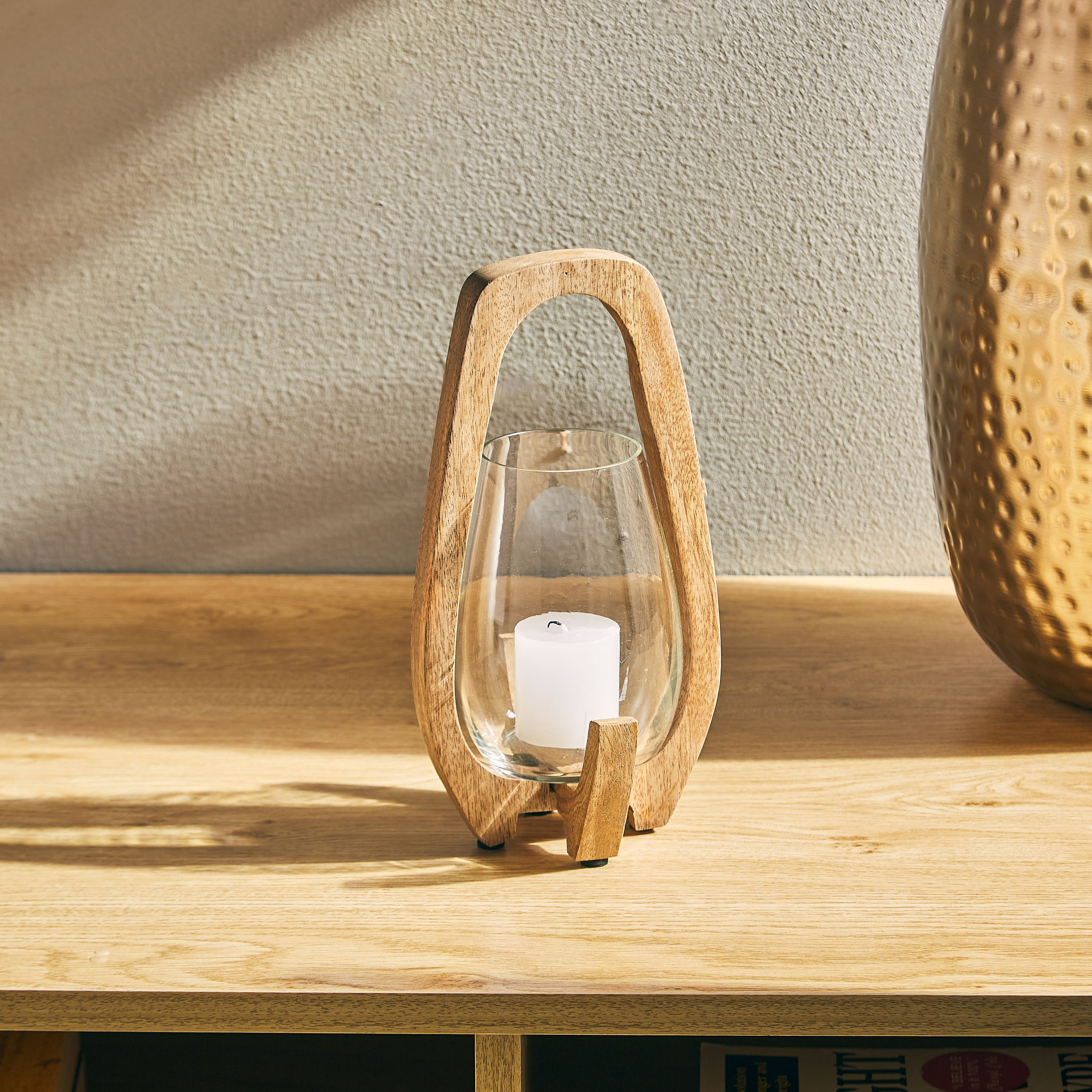 فانوس زجاج خشبي مستدير صغير بتصميم معتّق - 11.2x11.2x20 سم-PROMO_HB_AE_B1G1_250925-image-1