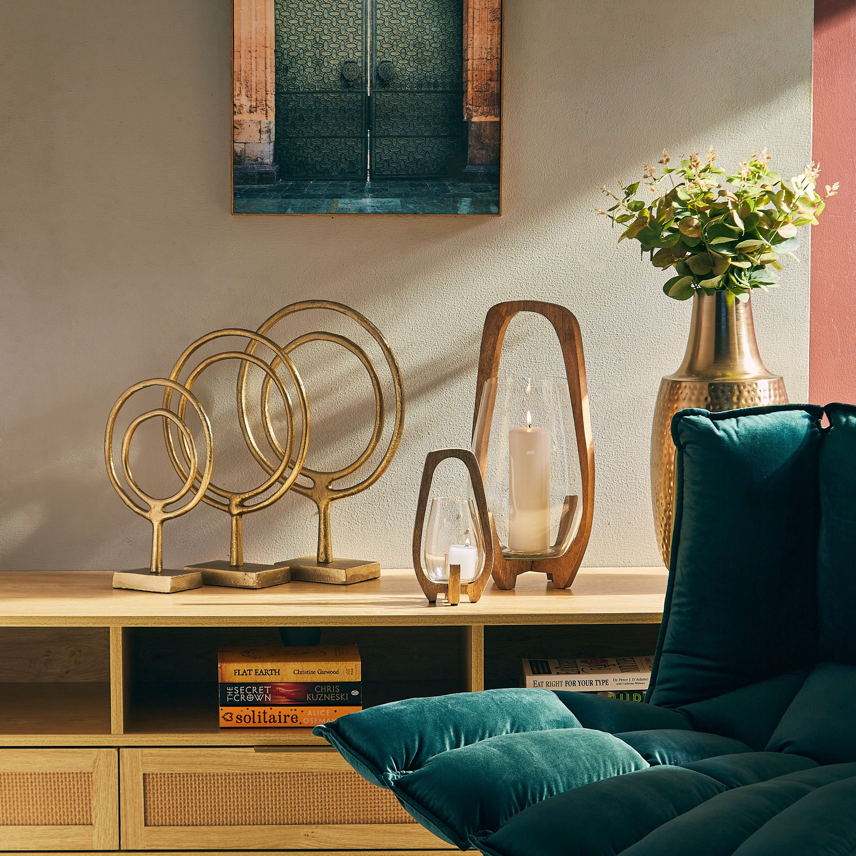 فانوس زجاج خشبي مستدير صغير بتصميم معتّق - 11.2x11.2x20 سم-PROMO_HB_AE_B1G1_250925-image-4