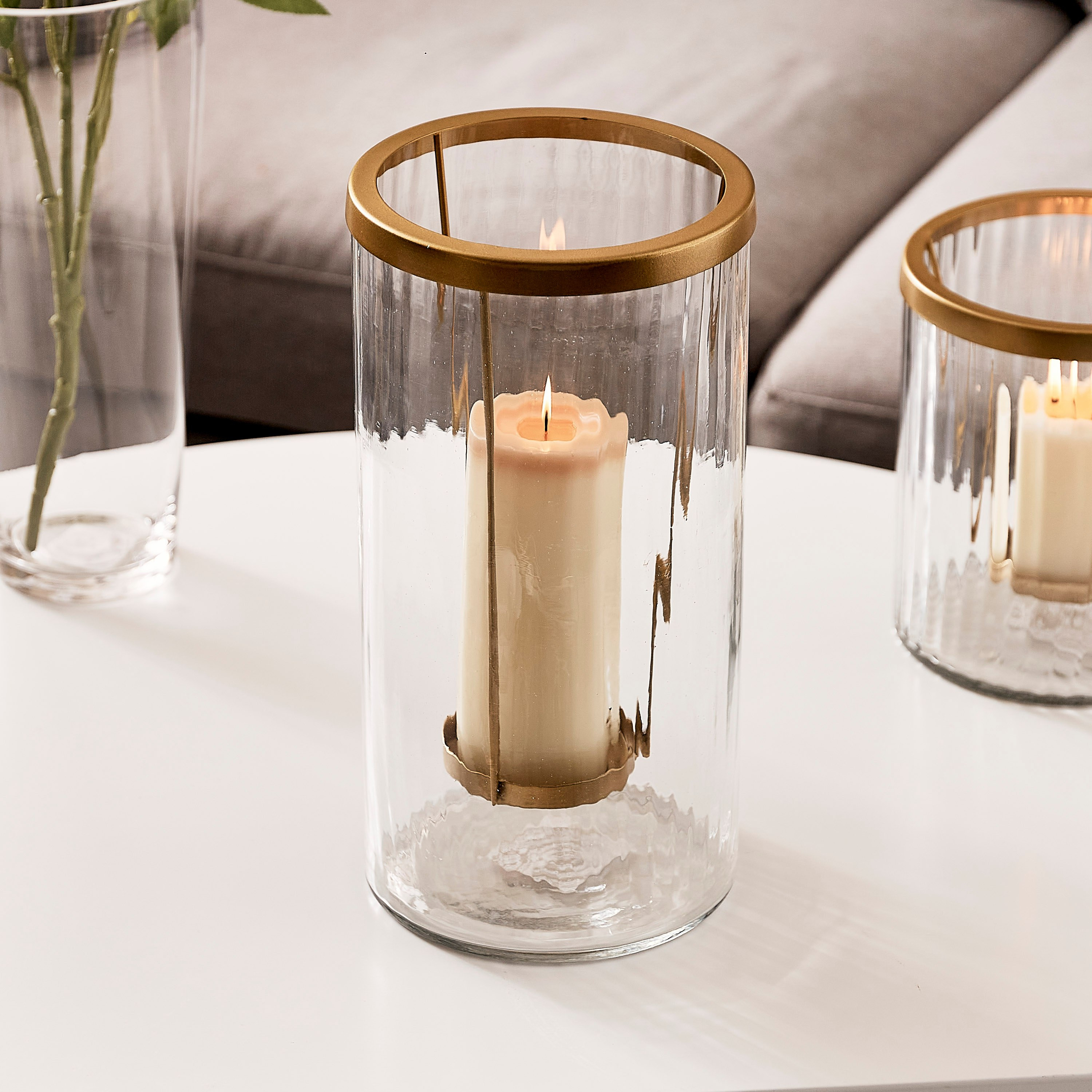 حامل شموع زجاجي شفاف من أروها - 15×15×31 سم-hbxlivingroom-decorandaccessories-candleholders-image-1