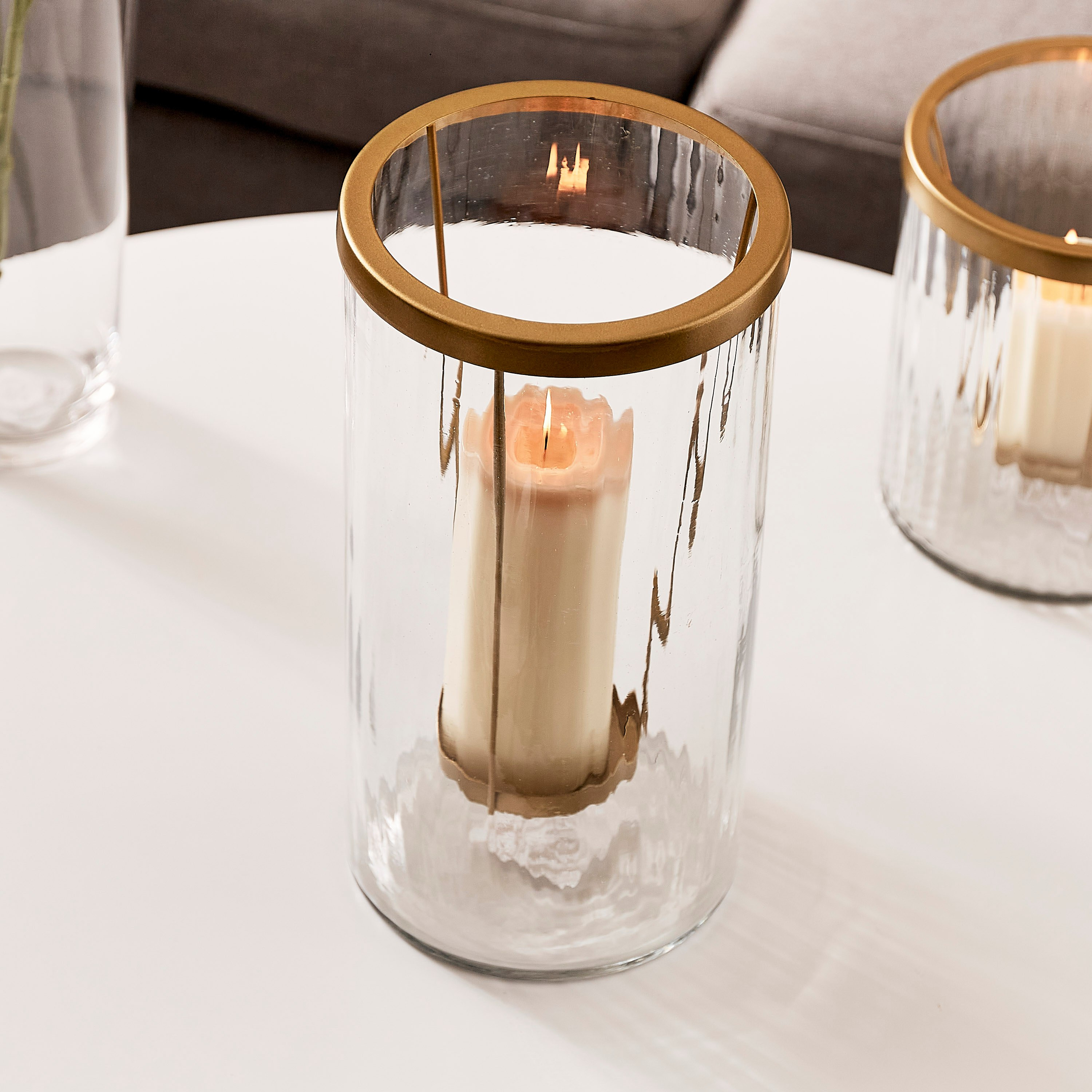 حامل شموع زجاجي شفاف من أروها - 15×15×31 سم-hbxlivingroom-decorandaccessories-candleholders-image-2