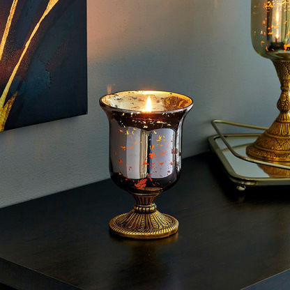 Aroha Glass Candleholder with Metal Stand - 11.5x11.5x19.5 cms