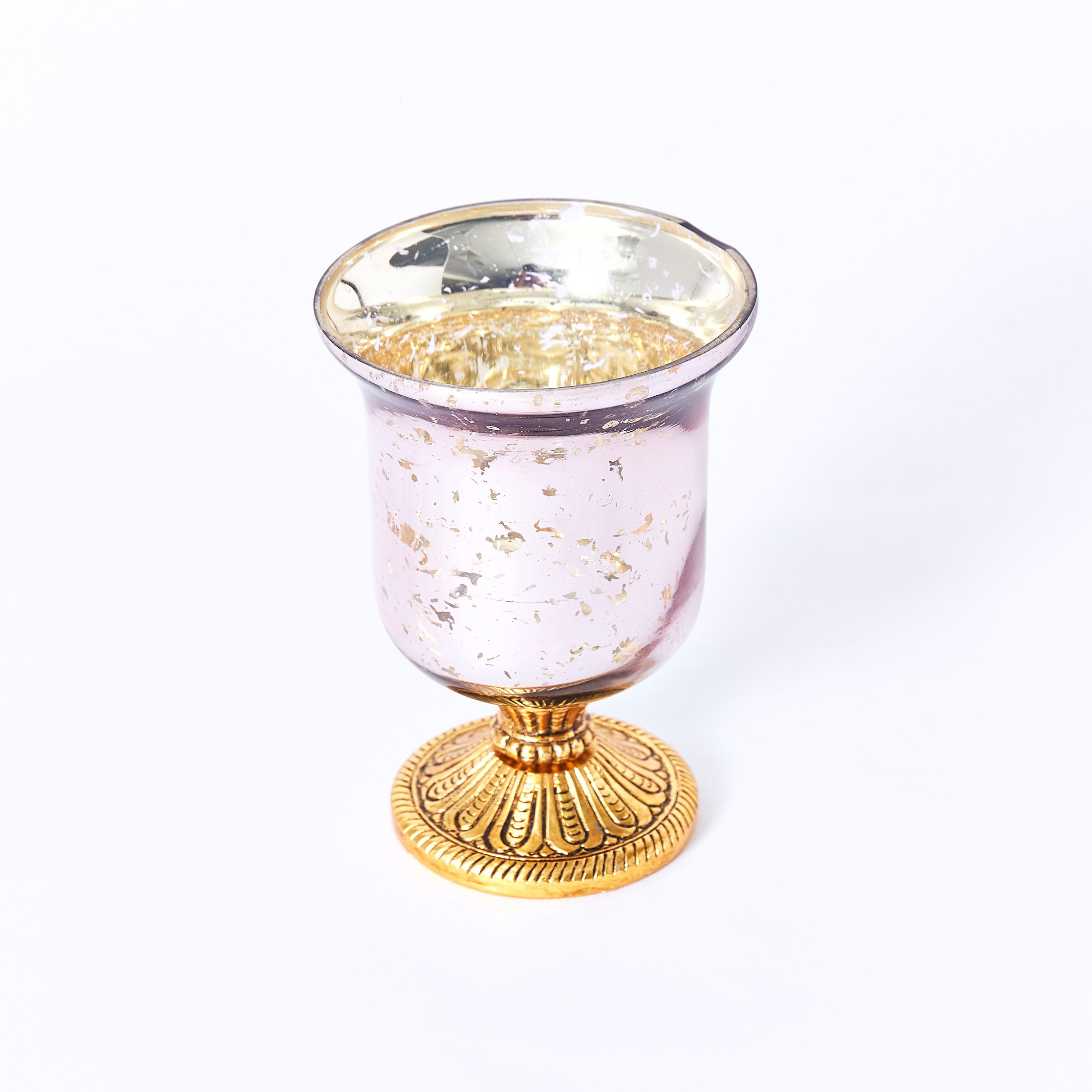 حامل شموع زجاجي بقاعدة معدن من أروها - 11.5x11.5x19.5 سم-hbxlivingroom-decorandaccessories-candleholders-image-5