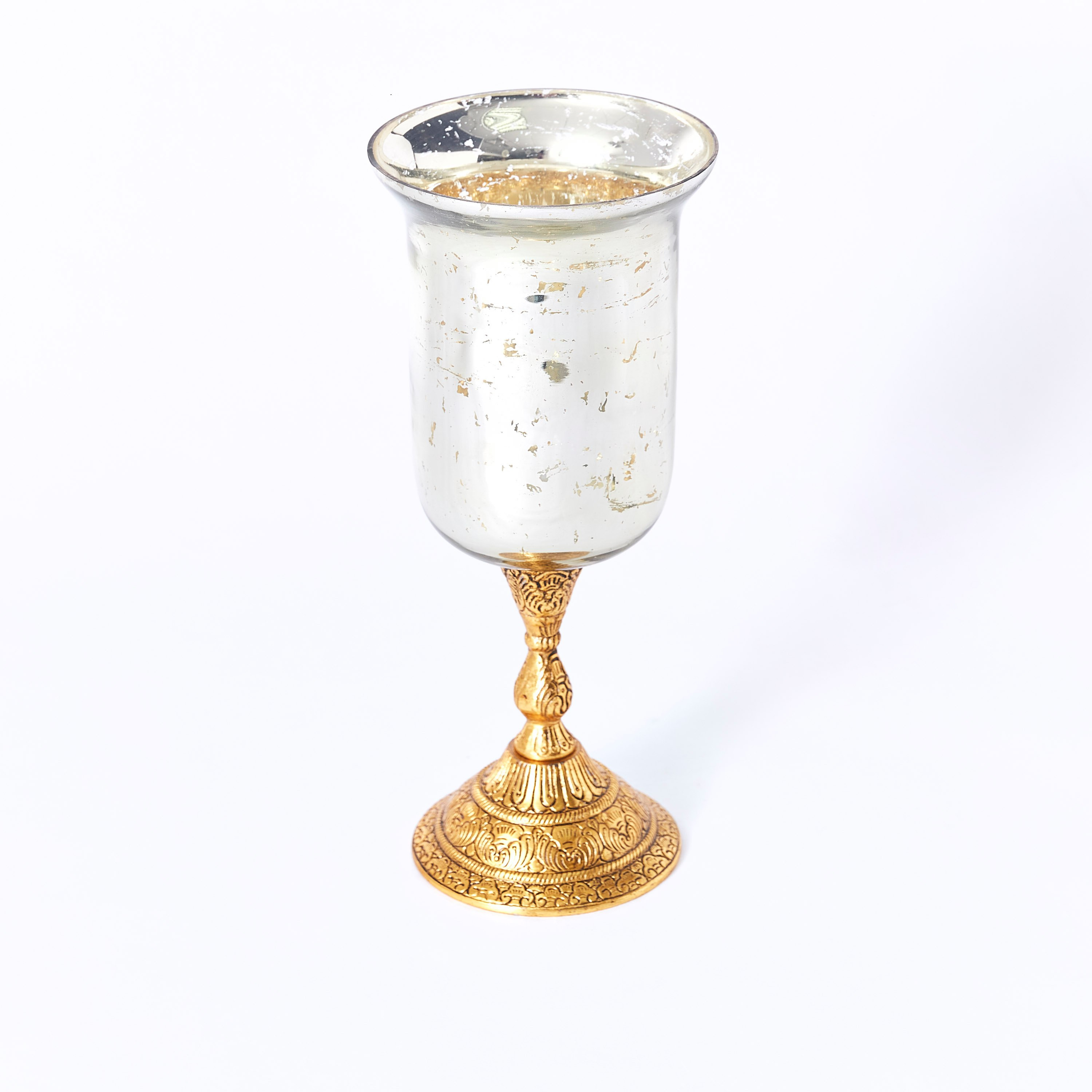 حامل شموع زجاجي بقاعدة معدن من أروها - 11x11x28 سم-hbxlivingroom-decorandaccessories-candleholders-image-5