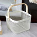 Storage Basket with Wooden Handle - 25x25x17 cm-Bathroom Storage-thumbnailMobile-0