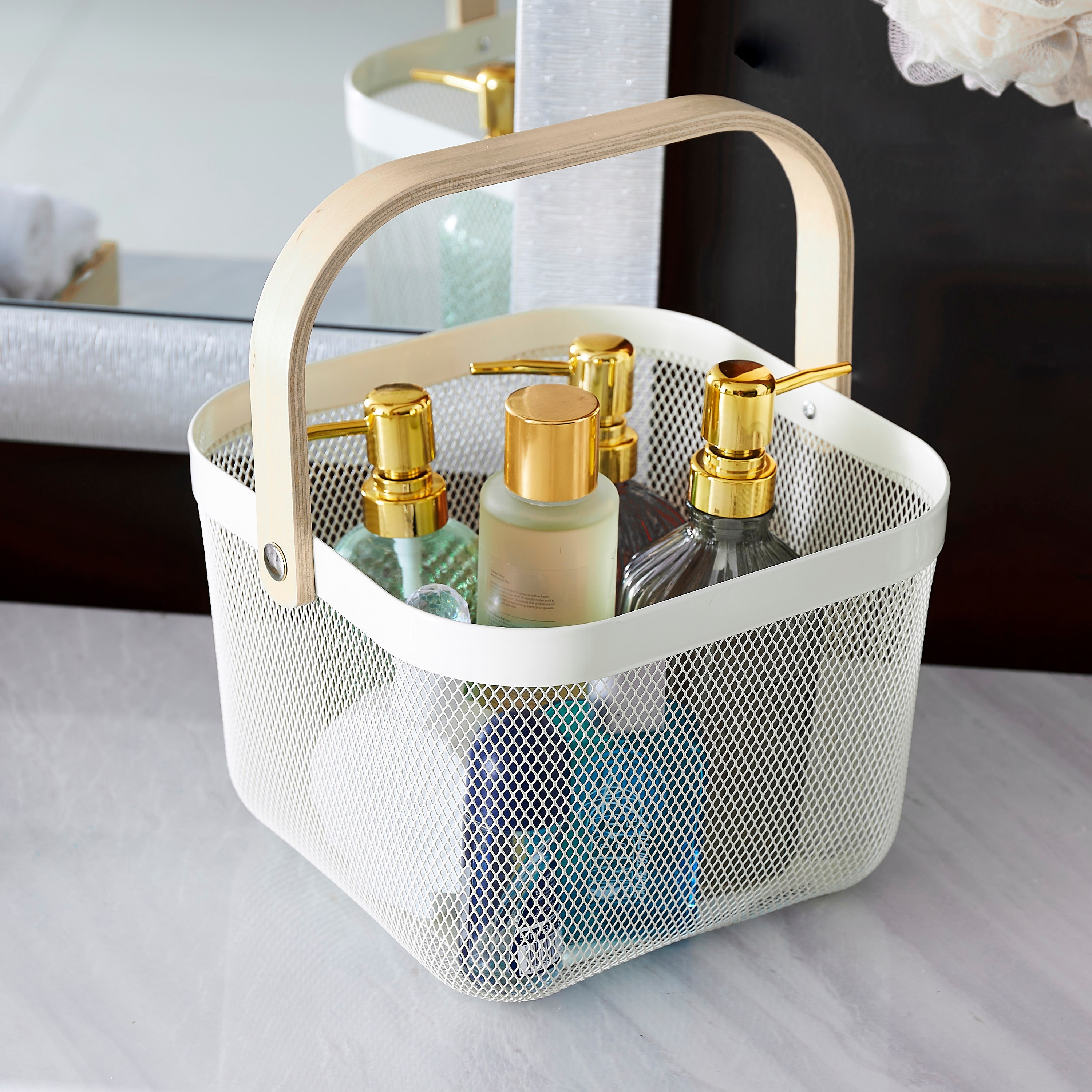 Storage Basket with Wooden Handle - 25x25x17 cm-hbxbedroom-bedroomaccessories-bedroomstorage-image-2