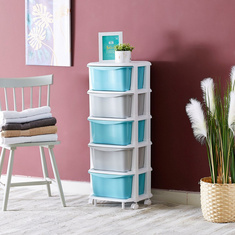 Kevin 5-Tier Drawer Set with Wheels - 37x37x90 cms