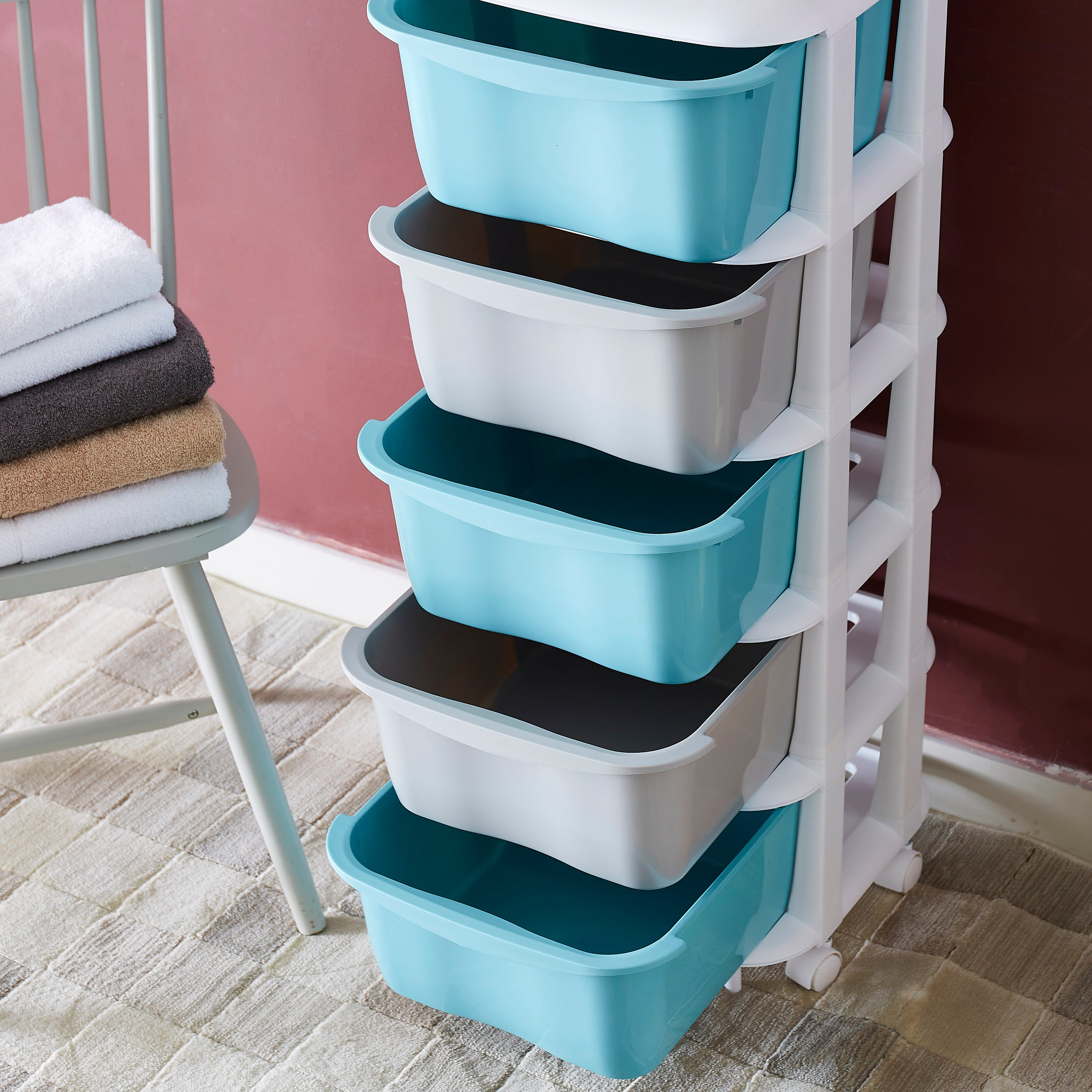 طقم أدراج بعجلات 5 طبقات من كيفن - 37x37x90 سم-hbxbedroom-bedroomaccessories-bedroomstorage-image-2