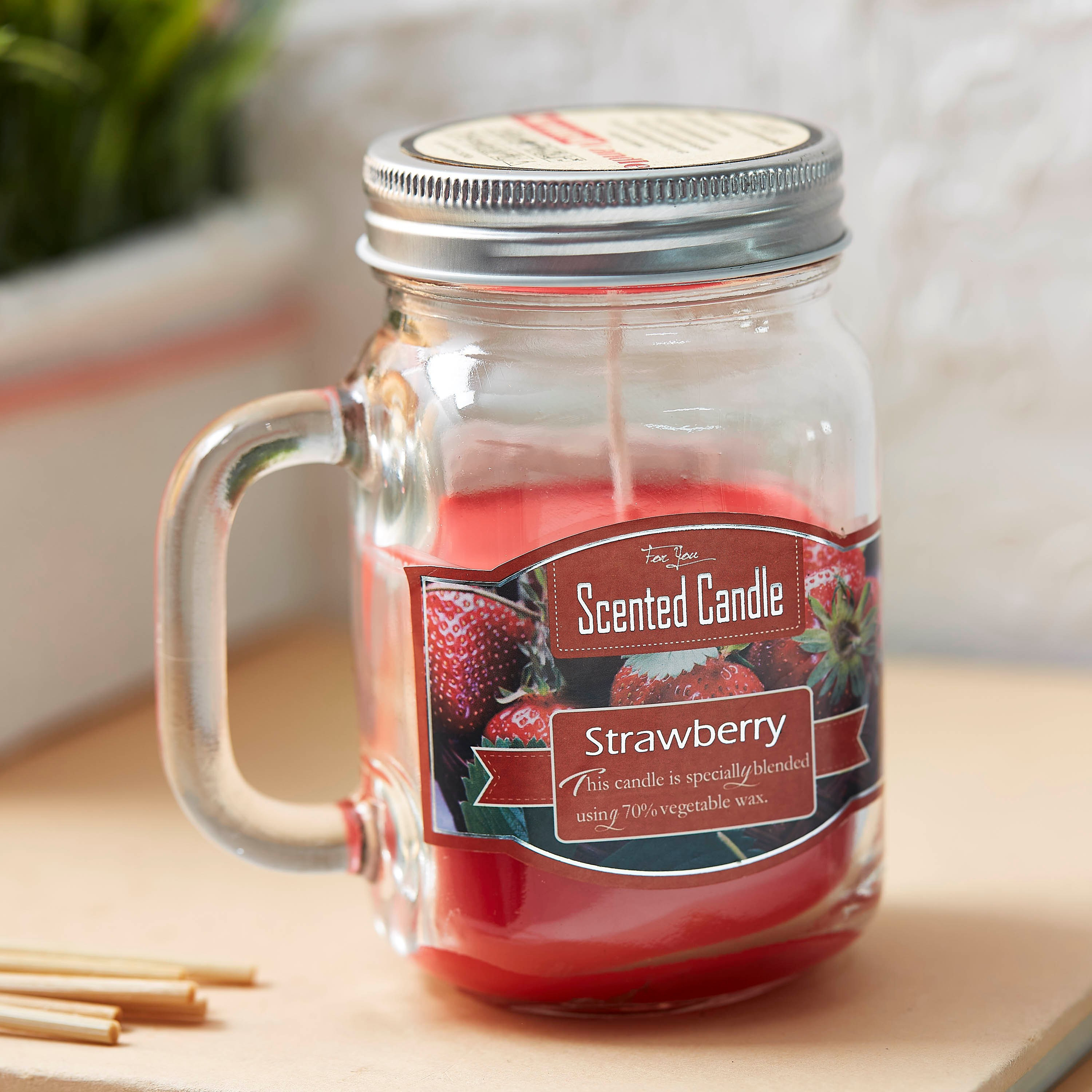 Mia Strawberry Scented Mason Jar Candle - 405 gms-PROMO_HB_AE_B1G1_250925-image-1