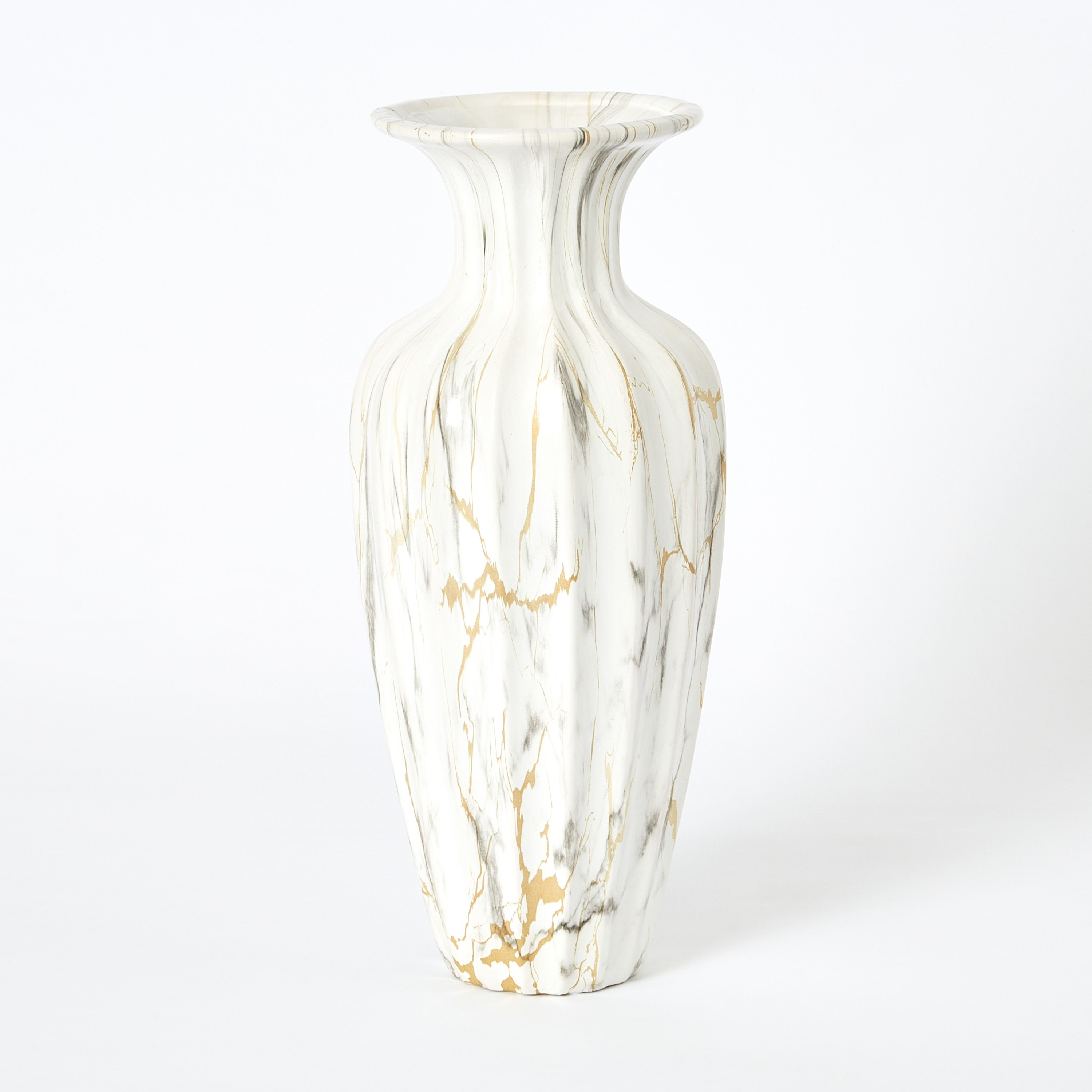 مزهرية سيراميك مضلّعة بالرخام من ديوك - 17.5×17.5×35.70 سم-hbxbedroom-decorandaccessories-vases-image-5