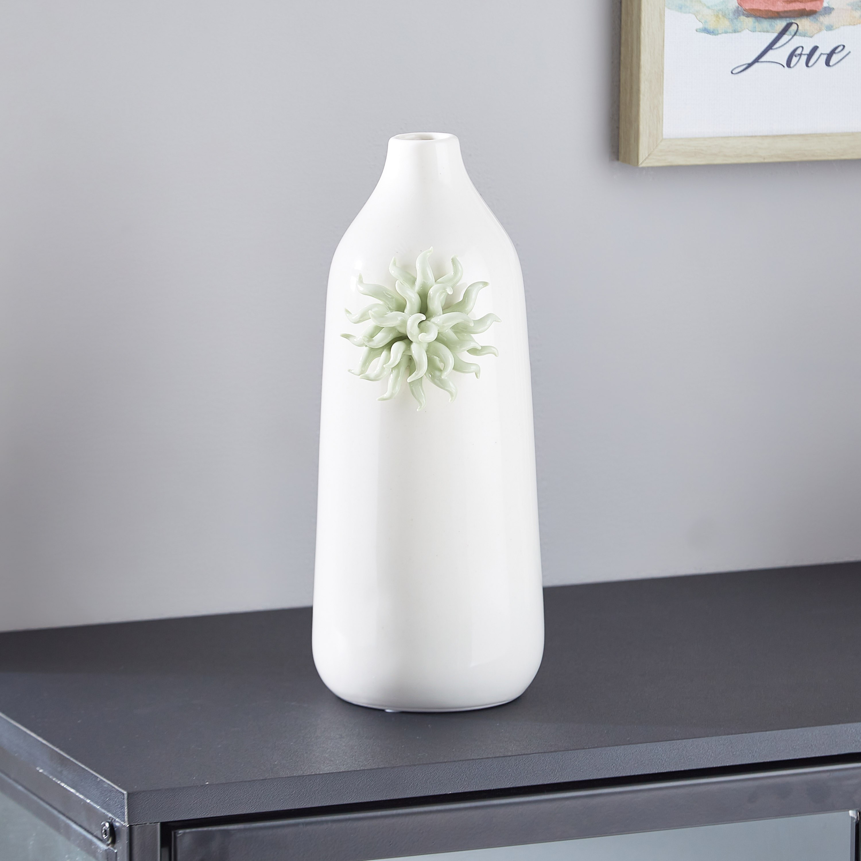 مزهرية طويلة سيراميك ببروش زهرة من ديوك - 13.2x11.2x27.2 سم-hbxbedroom-decorandaccessories-vases-image-2
