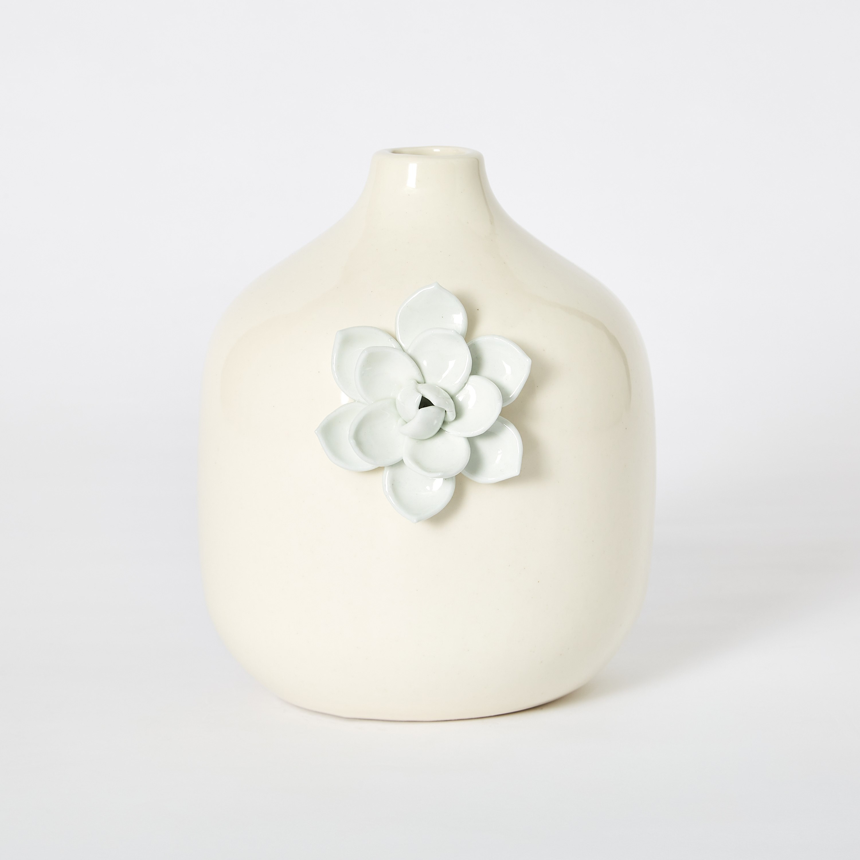 مزهرية سيراميك صغيرة ببروش زهرة من ديوك - 16.5x14.5x17.5 سم-hbxbedroom-decorandaccessories-vases-image-5