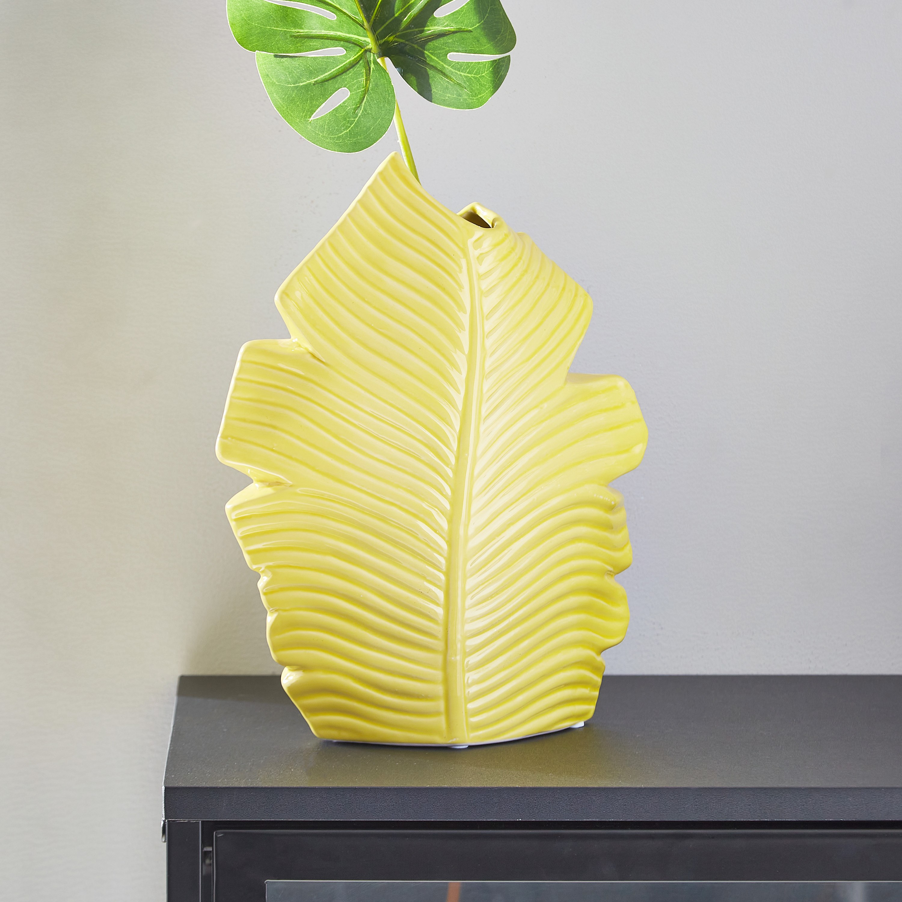 مزهرية سيراميك بتصميم ورق الموز من ديوك - 21.5x9.3x27.5 سم-hbxbedroom-decorandaccessories-vases-image-2