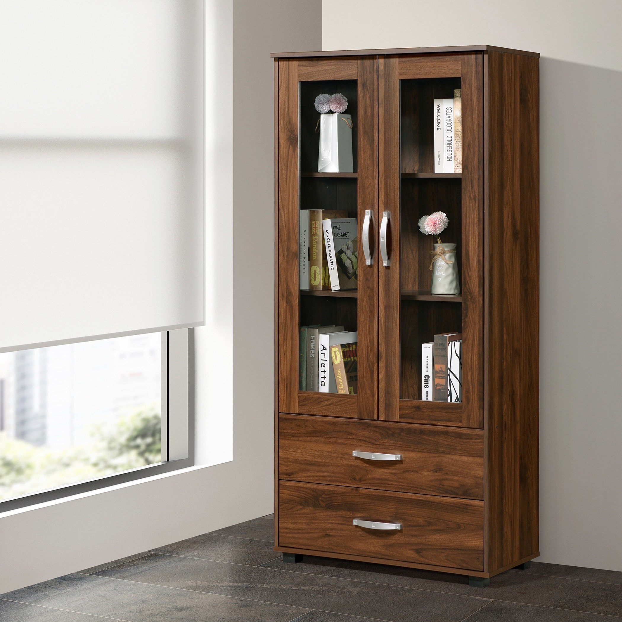 Kairo 2-Door Showcase with 2 Drawers-hbxfurniture-office-bookcases-image-1