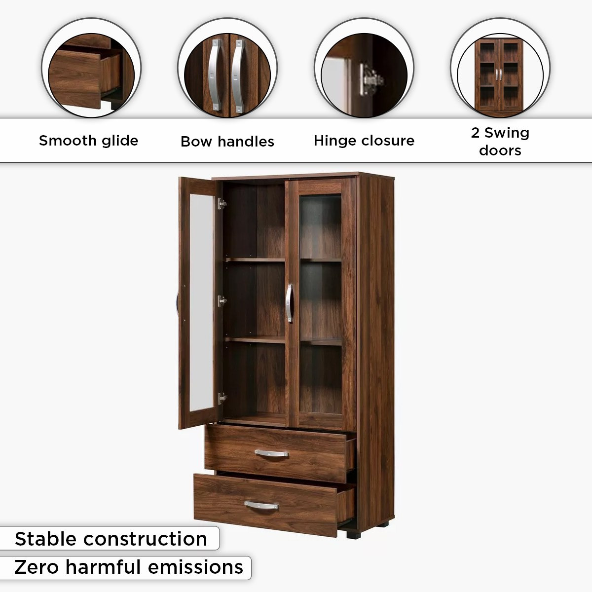 Kairo 2-Door Showcase with 2 Drawers-hbxfurniture-office-bookcases-image-5