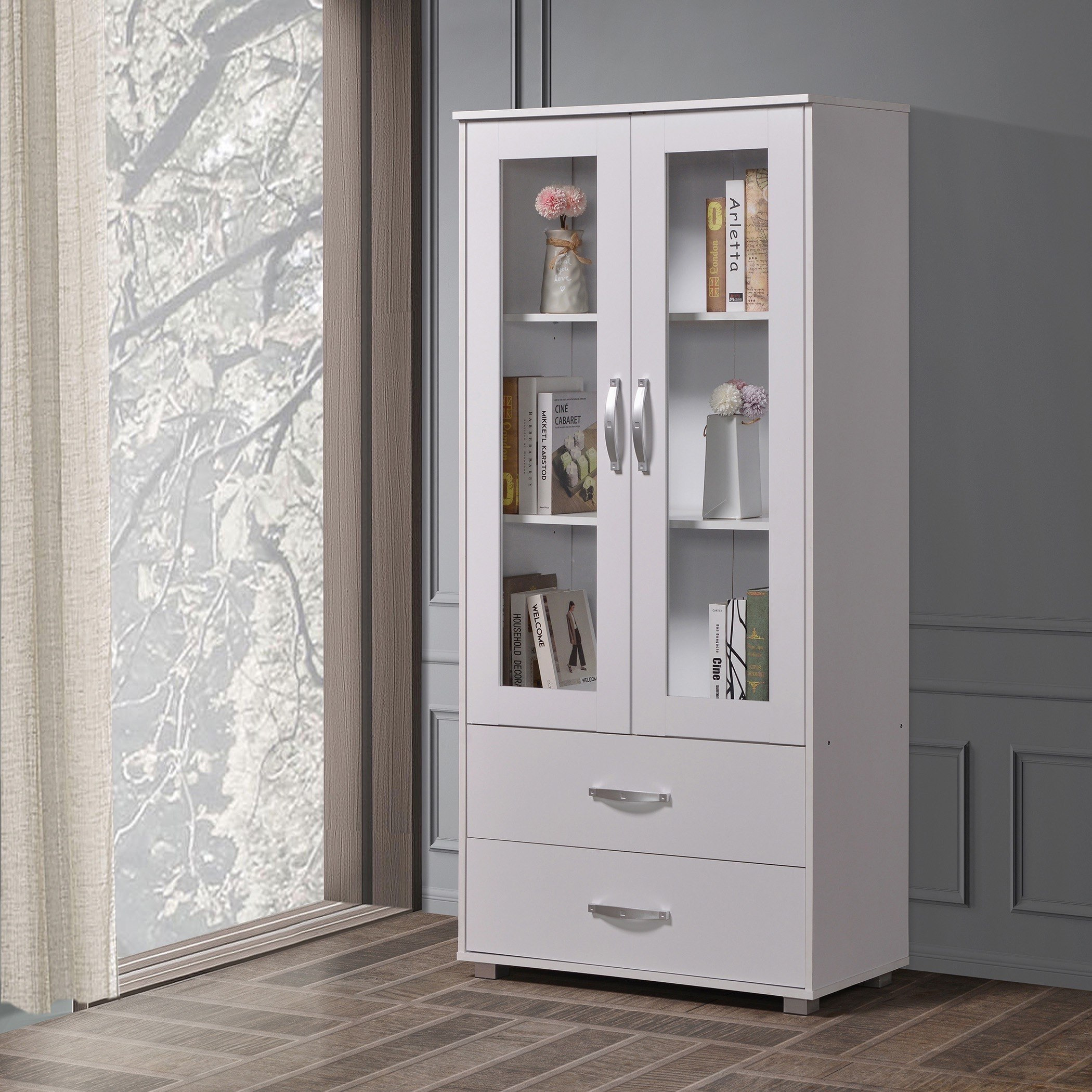 Kairo 2-Door Showcase with 2 Drawers-hbxfurniture-office-bookcases-image-2