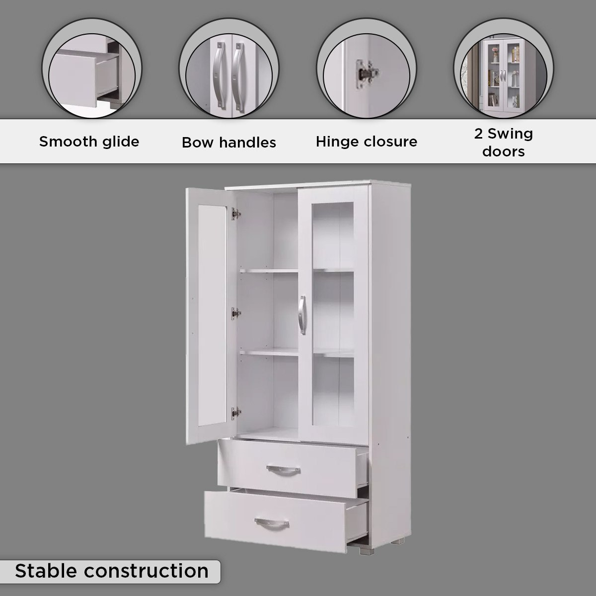 Kairo 2-Door Showcase with 2 Drawers-hbxfurniture-office-bookcases-image-6