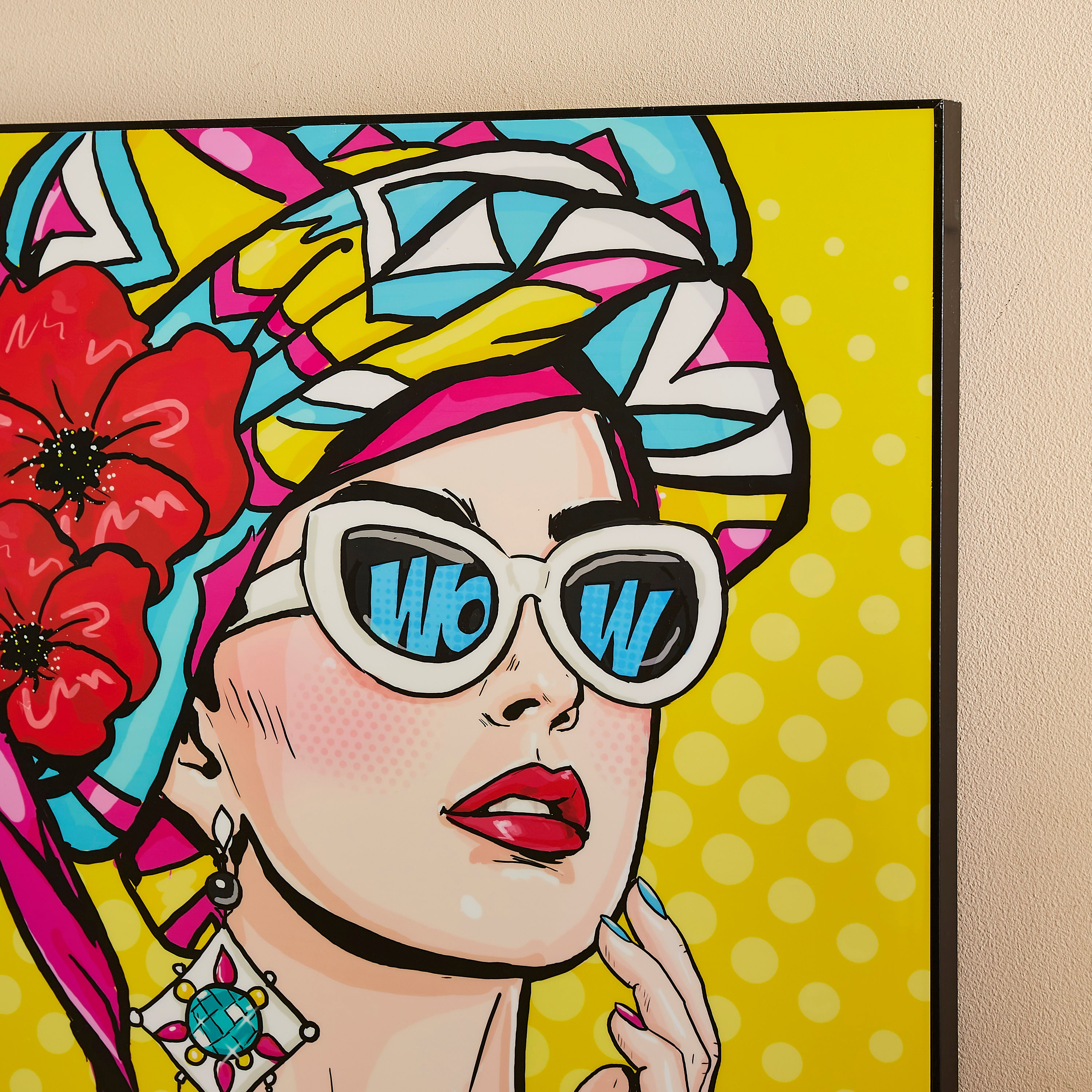 لوحة مؤطّرة ملونة ولامعة بتصميم وجه امرأة من ألواح ليفية متوسط الكثافة من بيترا - 60x3x60 سم-PROMO_HB_AE_B1G1_250925-image-3