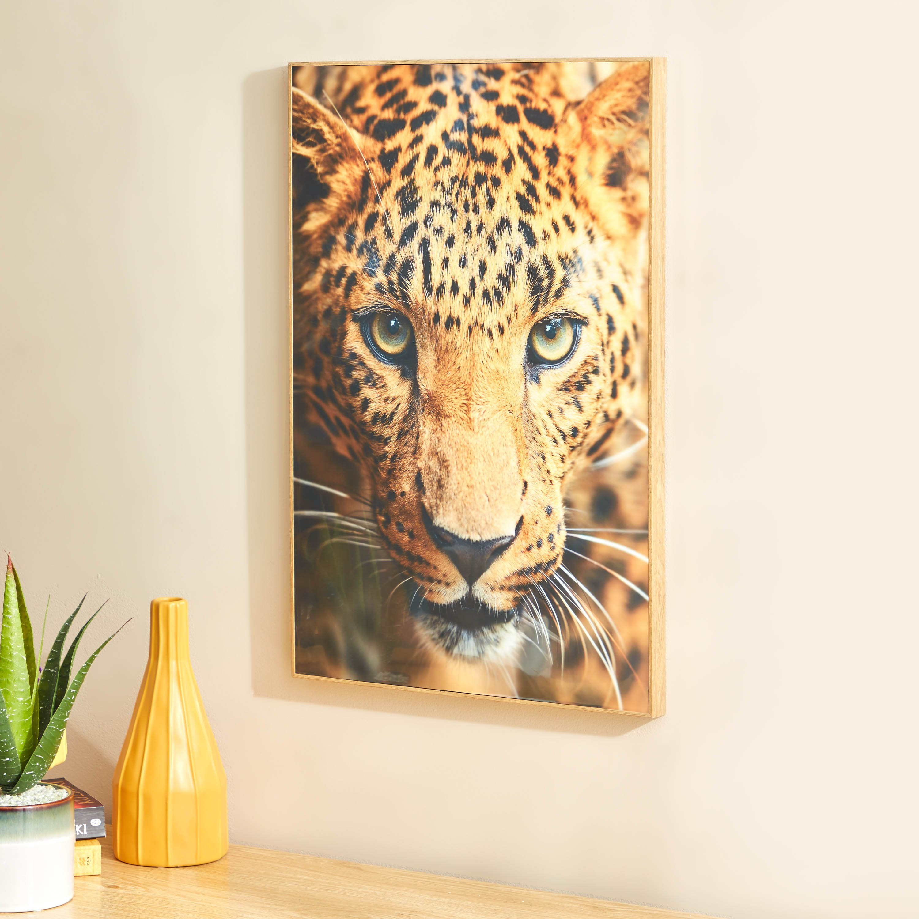لوحة مؤطّرة لامعة بتصميم وجه فهد من ألواح ليفية متوسط الكثافة من بيترا - 40x3x60 سم-PROMO_HB_AE_B1G1_250925-image-2