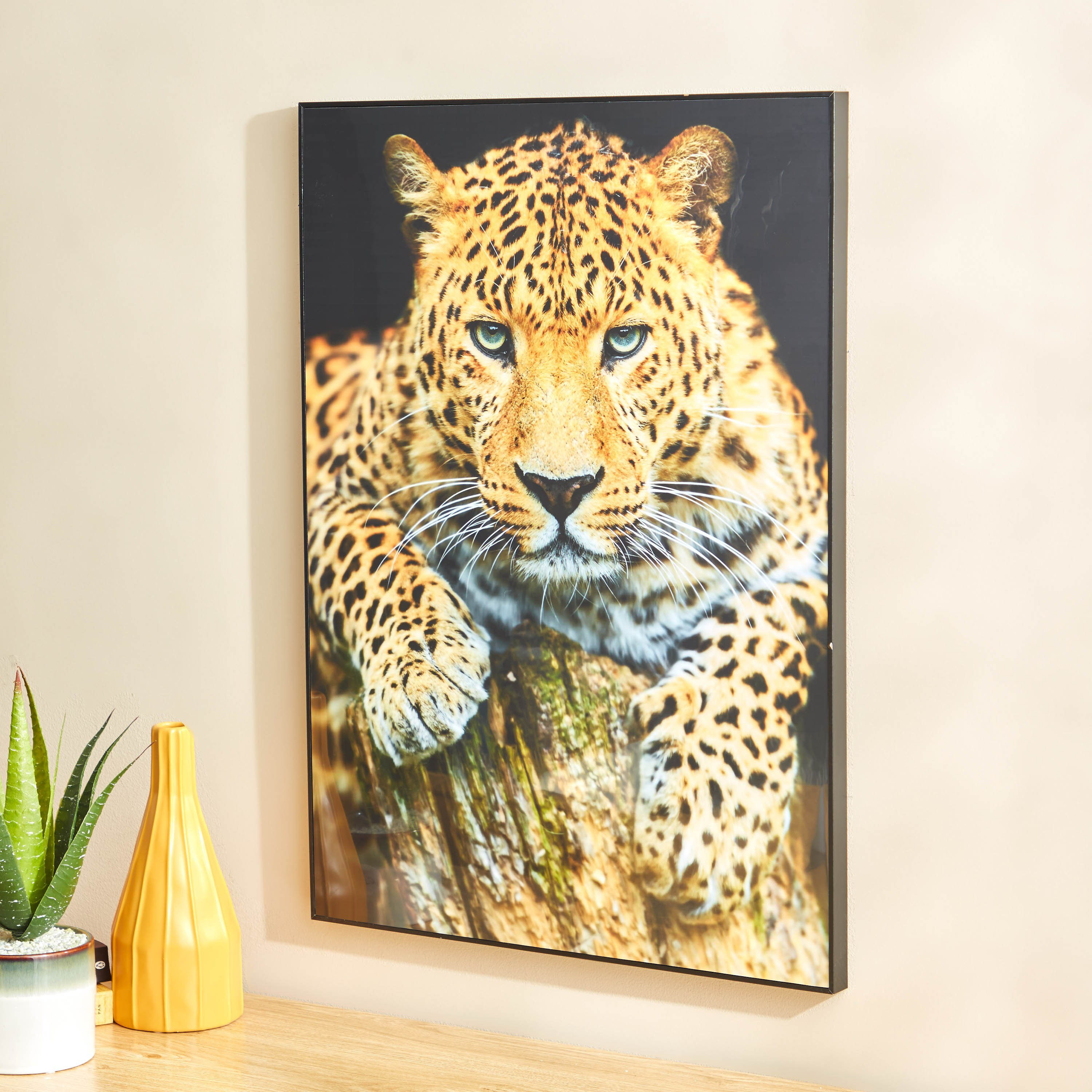 Petra Cheetah On Tree Glossy MDF Framed Picture - 50x3x70 cm-hbxhomeware-hbxdecorandfurnishings-image-2