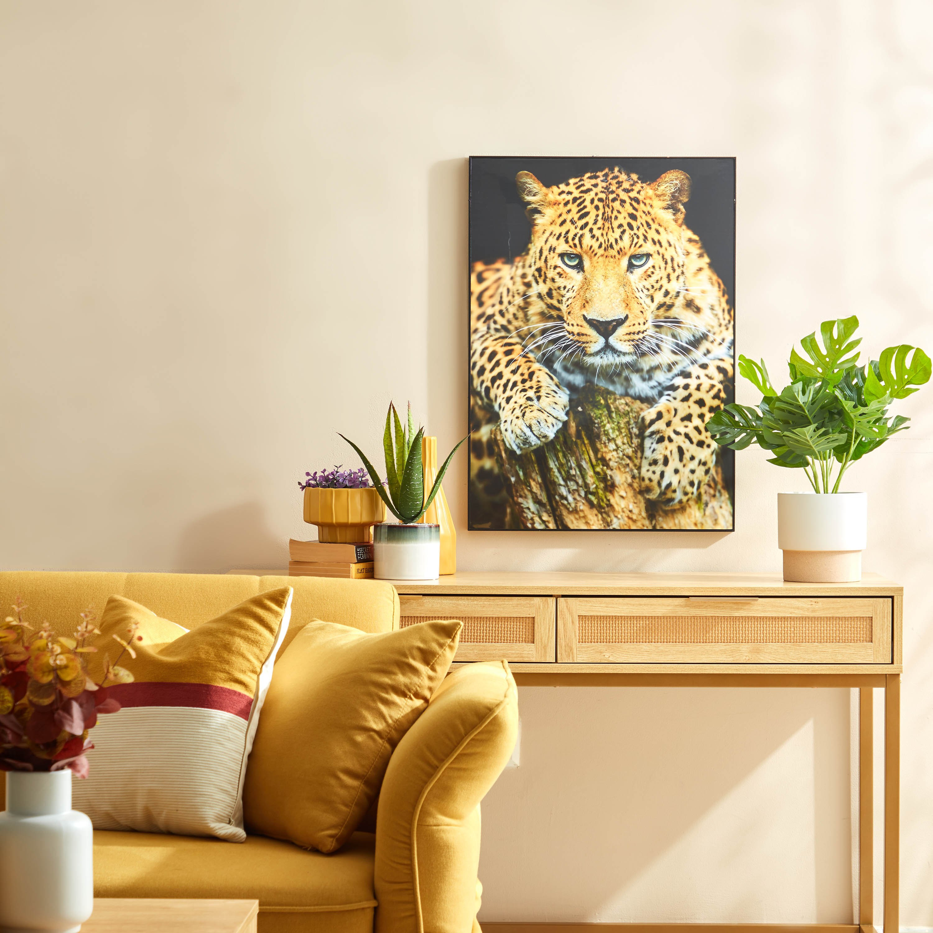 Petra Cheetah On Tree Glossy MDF Framed Picture - 50x3x70 cm-hbxhomeware-hbxdecorandfurnishings-image-4
