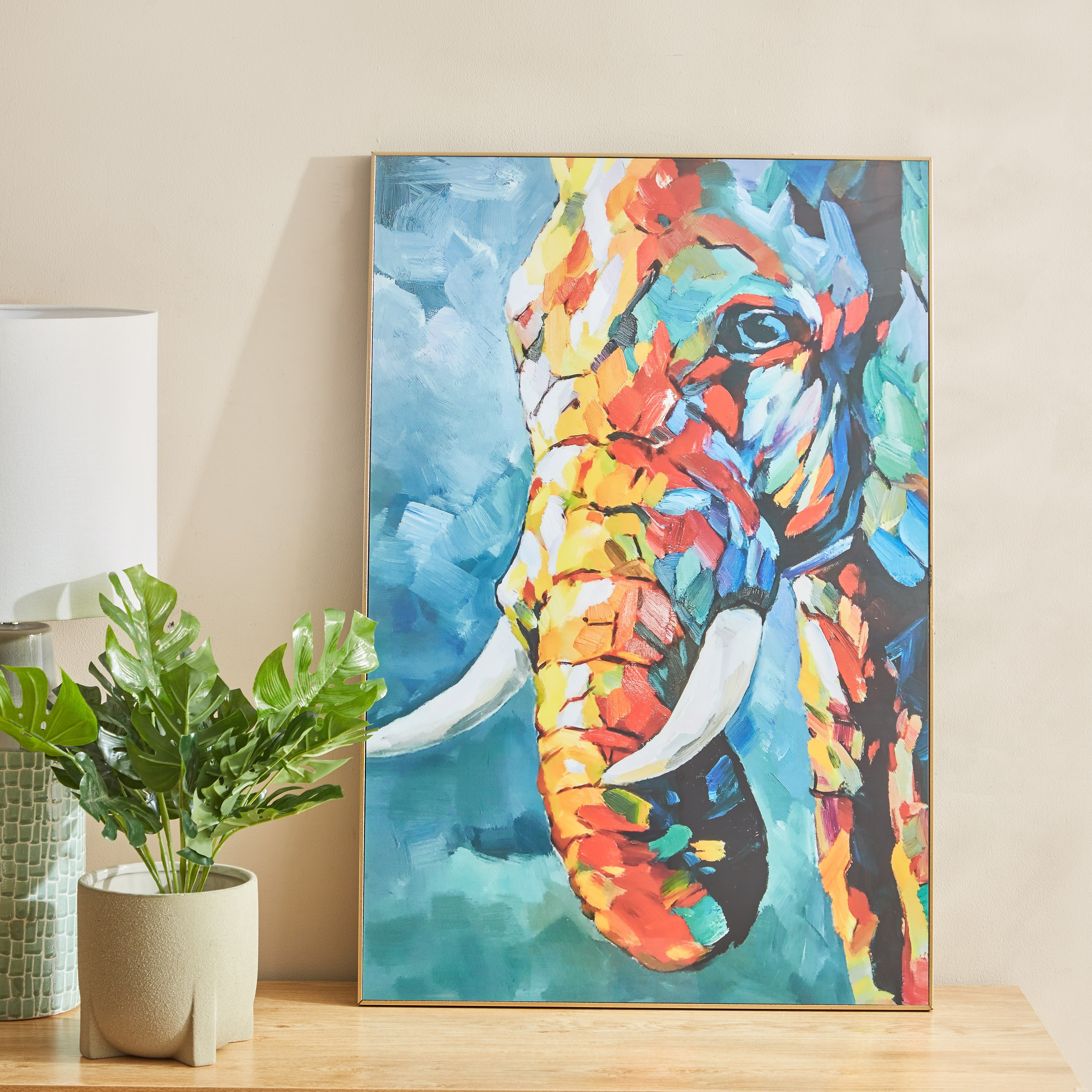 Petra Elephant Face Glossy MDF Framed Picture - 60x3x90 cm-hbxhomeware-hbxdecorandfurnishings-image-1