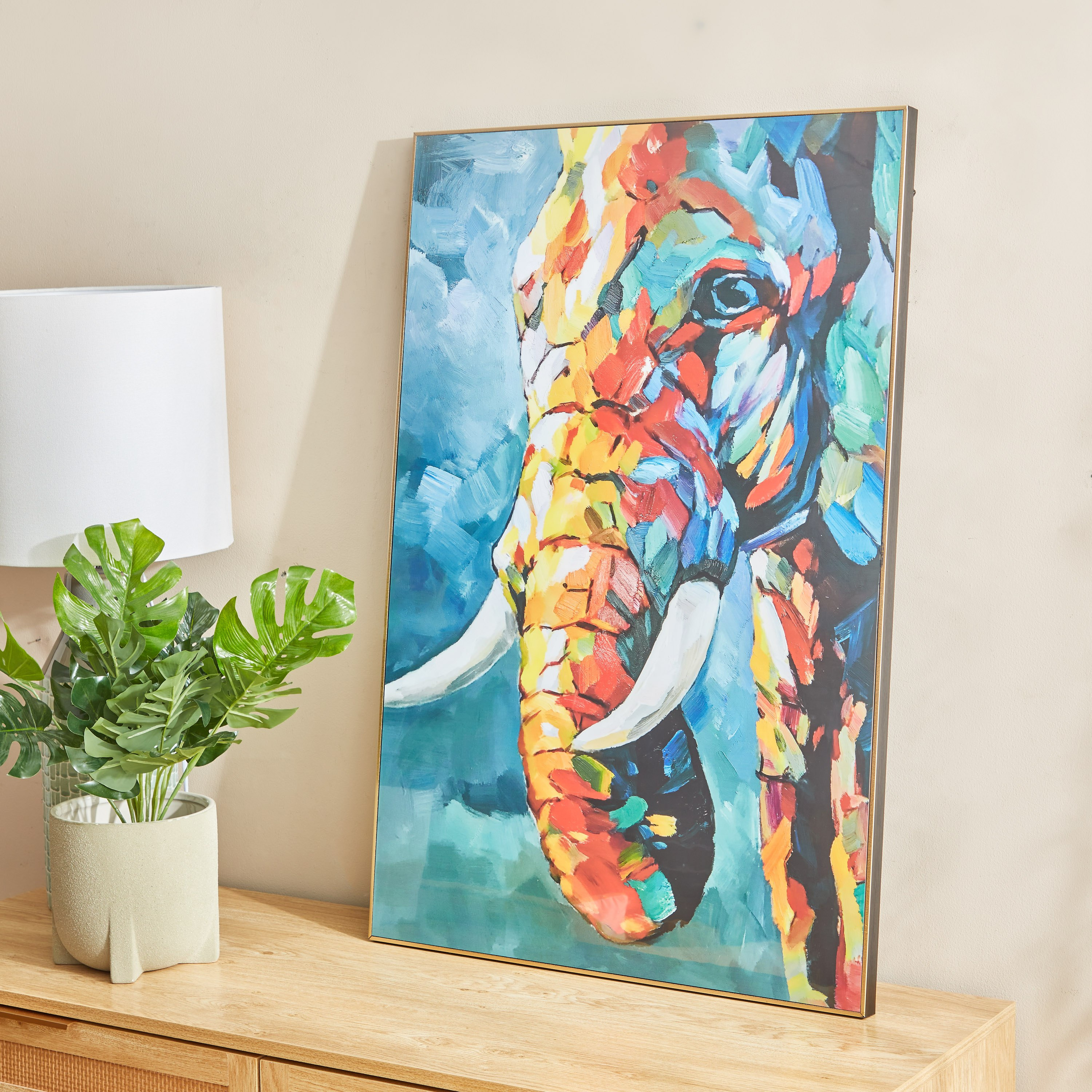 Petra Elephant Face Glossy MDF Framed Picture - 60x3x90 cm-hbxhomeware-hbxdecorandfurnishings-image-2
